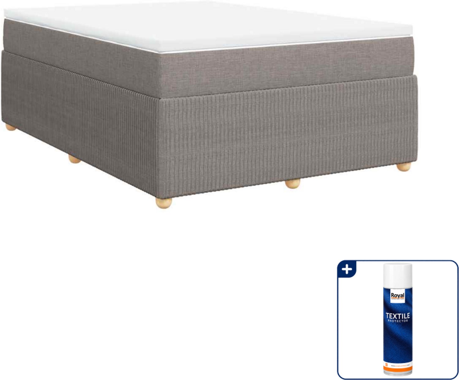 vidaXL boxspring met matras - Queensize - 160 x 200 cm - taupe - Inclusief textielbeschermer 500 ml
