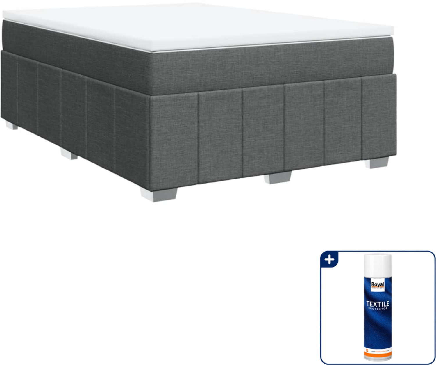 vidaXL boxspring Queensize - 160 x 200 cm - donkergrijs - Inclusief textielbeschermer 500 ml
