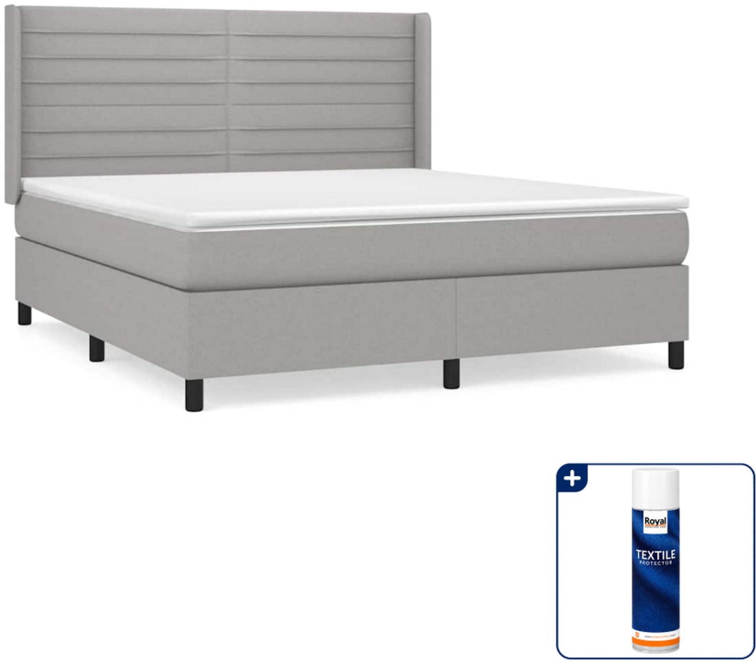 vidaXL boxspring Queensize - 160 x 200 cm - lichtgrijs - Inclusief textielbeschermer 500 ml