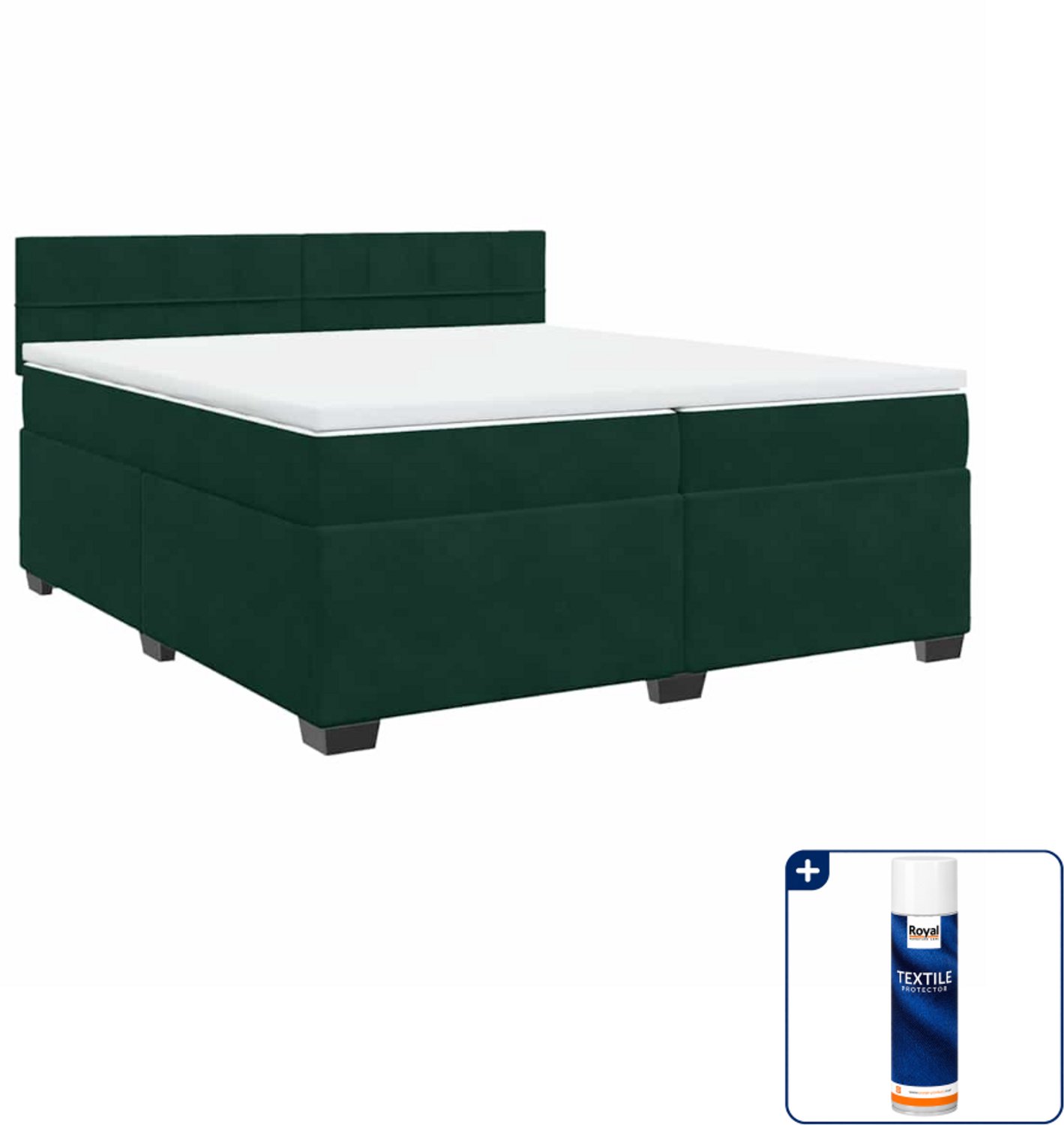 vidaXL Boxspring Super kingsize - 200 x 200 cm - fluweel - donkergroen - Inclusief textielbeschermer 500 ml