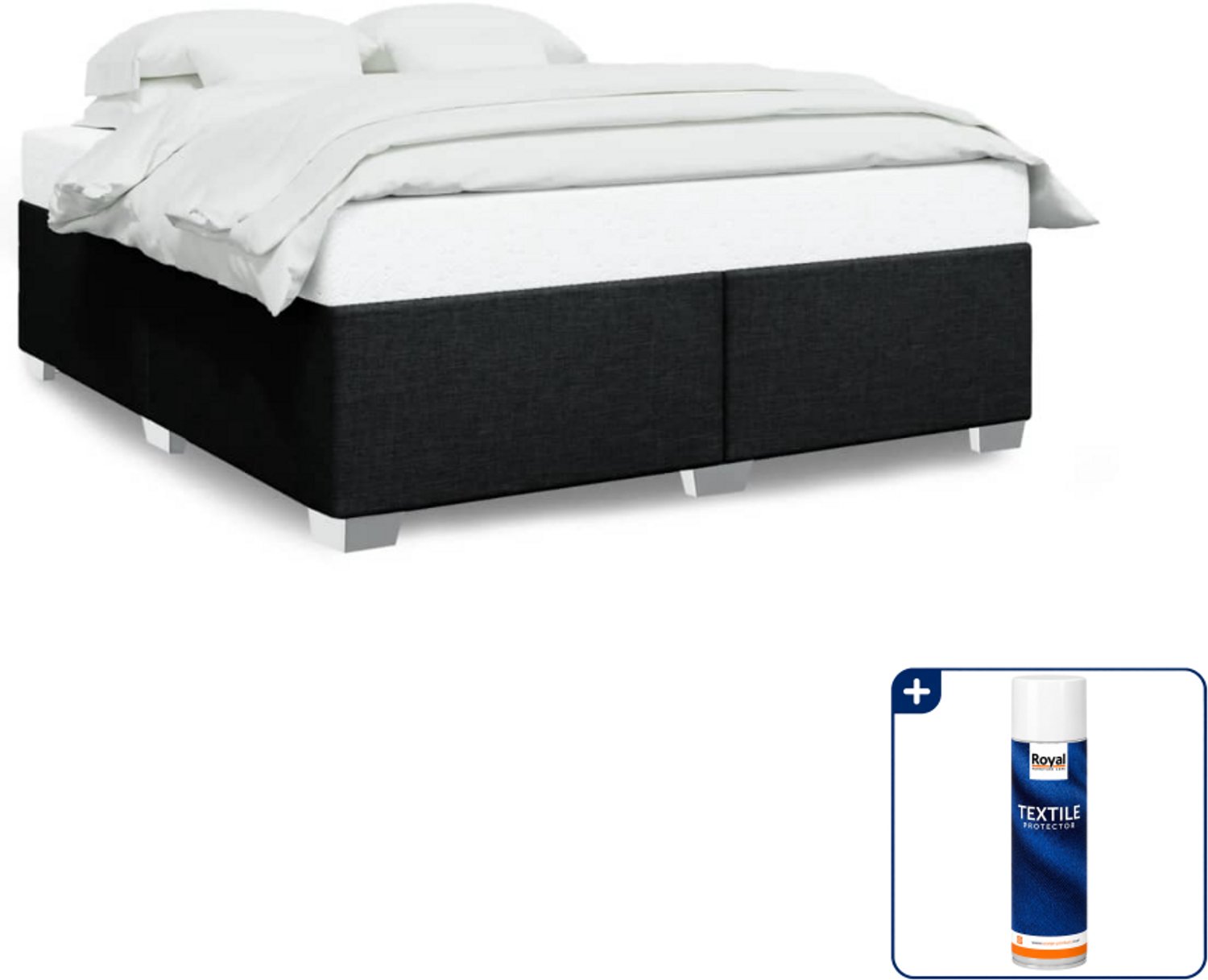 vidaXL bedframe - Kingsize - 180 x 200 cm - stof - zwart - Inclusief textielbeschermer 500 ml Blauw