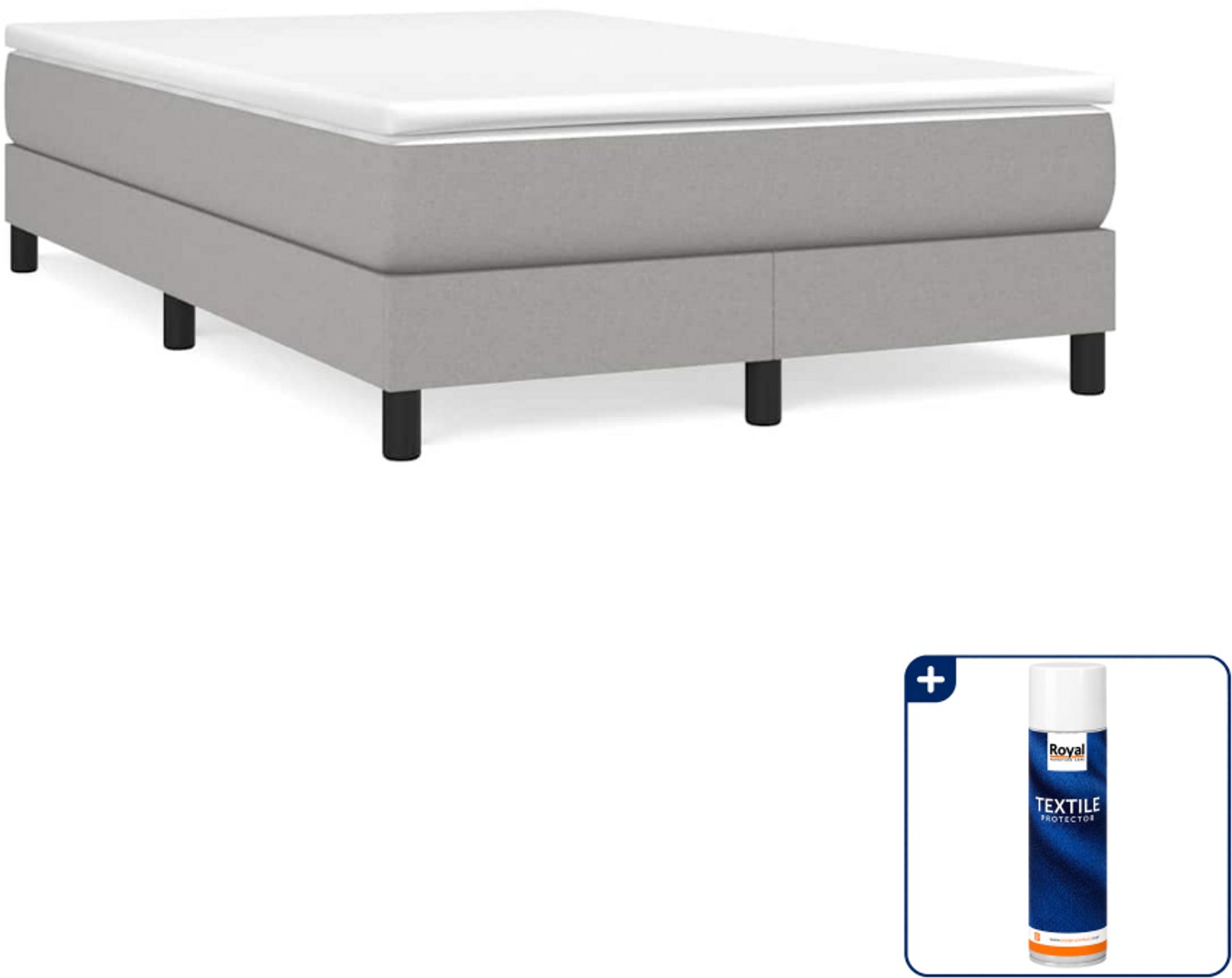 vidaXL boxspring met matras 120 x 200 cm - lichtgrijs - Inclusief textielbeschermer 500 ml