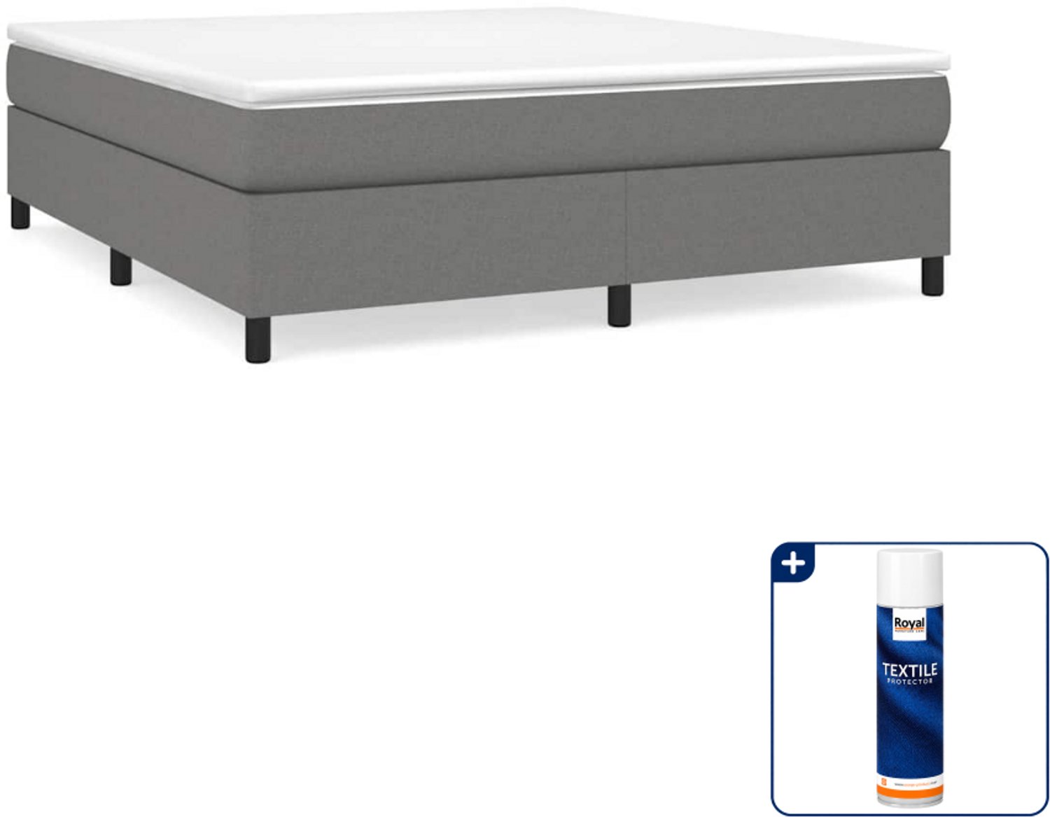vidaXL boxspring met matras - Kingsize - 180 x 200 cm - donkergrijs - Inclusief textielbeschermer 500 ml