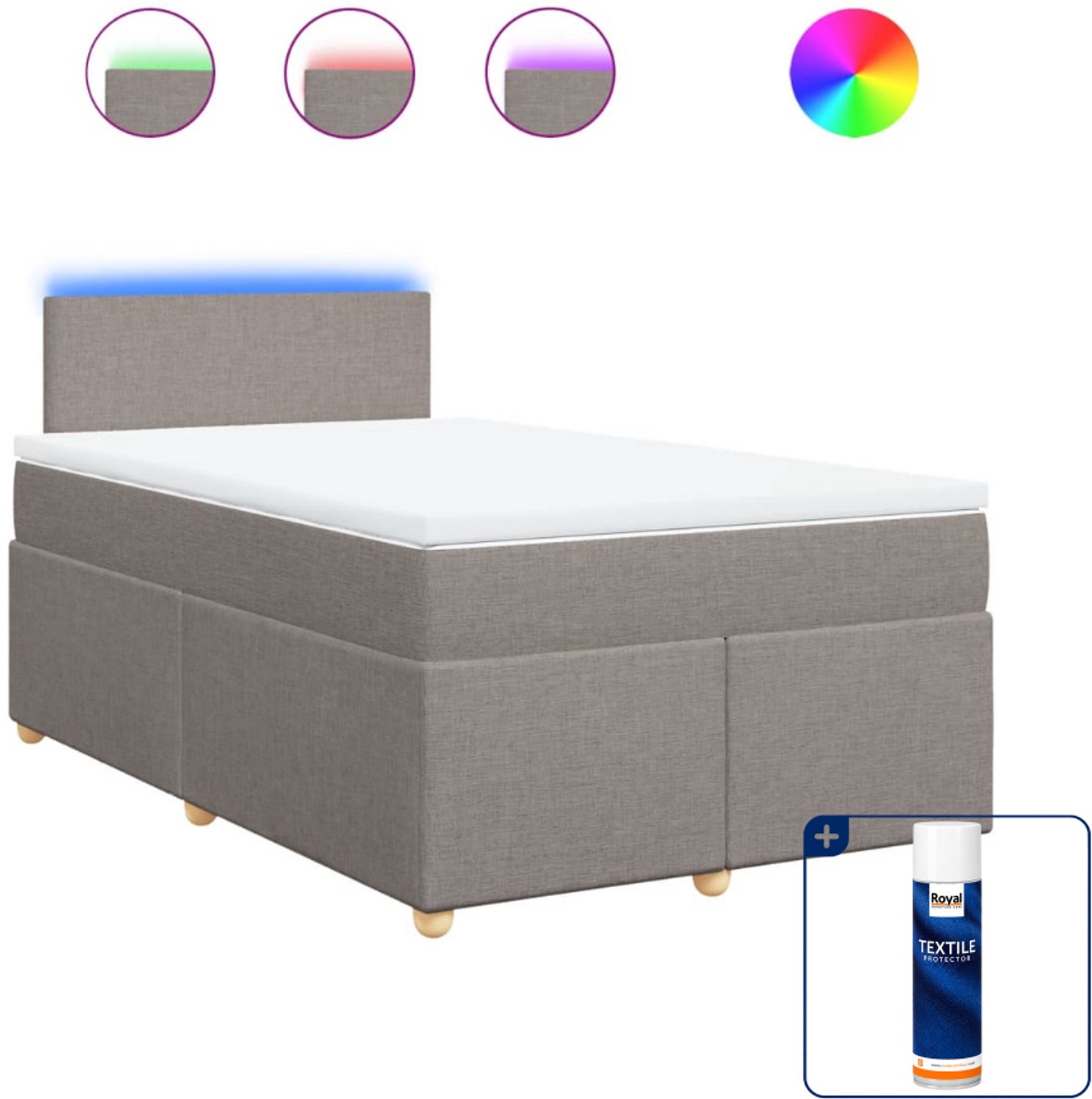 vidaXL boxspring met matras - 120 x 190 cm - stof - taupe - Inclusief textielbeschermer 500 ml