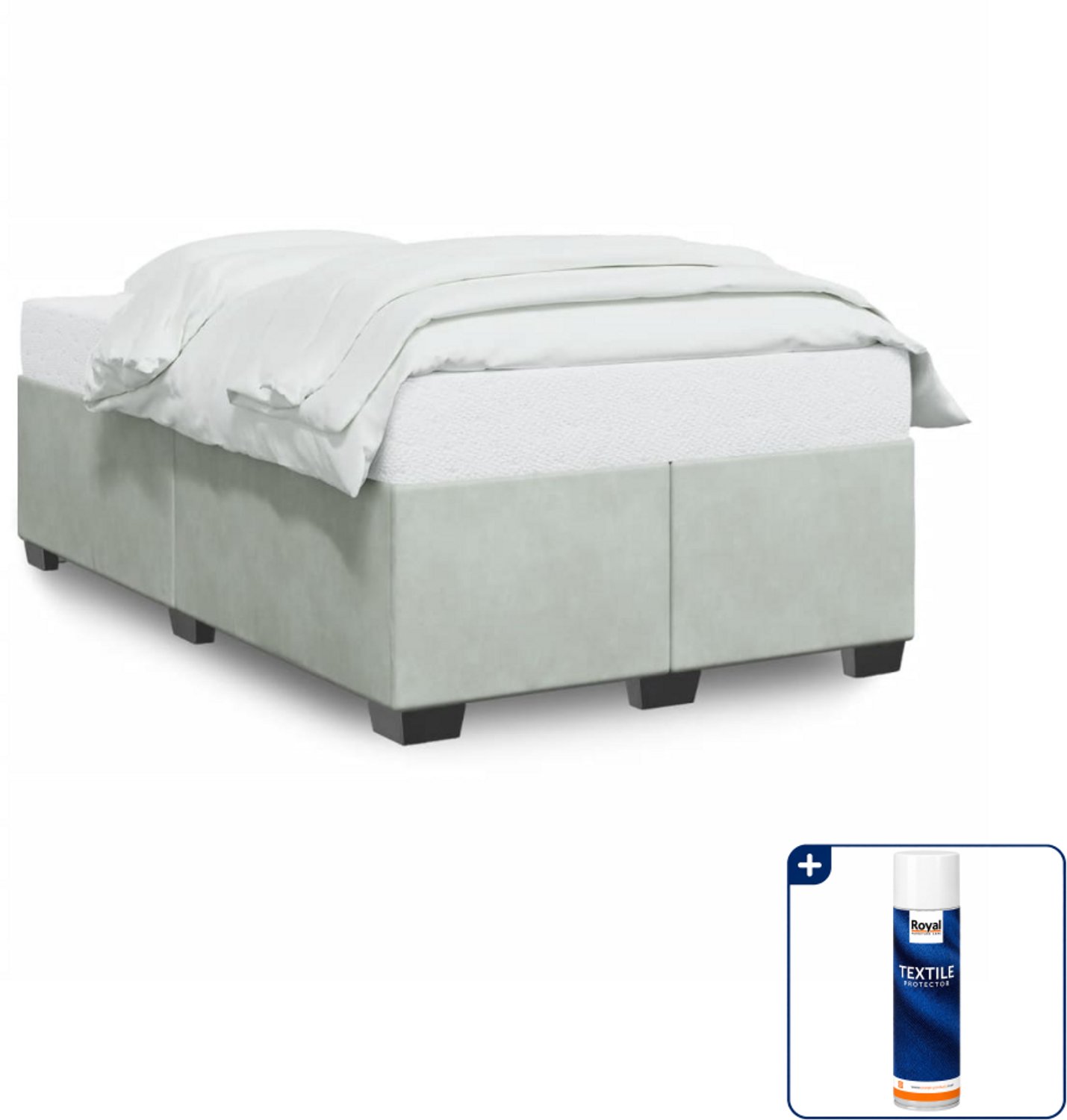vidaXL bedframe - 120 x 190 cm - fluweel - lichtgrijs - Inclusief textielbeschermer 500 ml Zwart