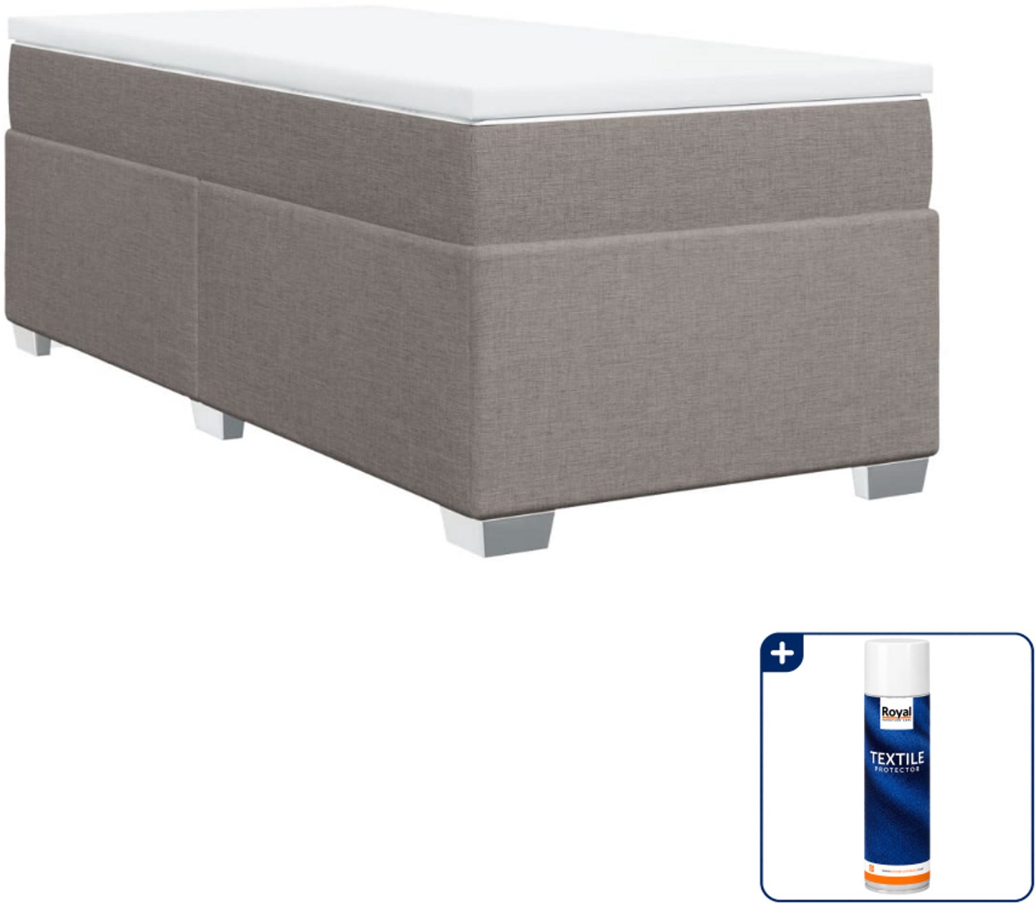 vidaXL Boxspring met matras - 100 x 200 cm - taupe - Inclusief textielbeschermer 500 ml