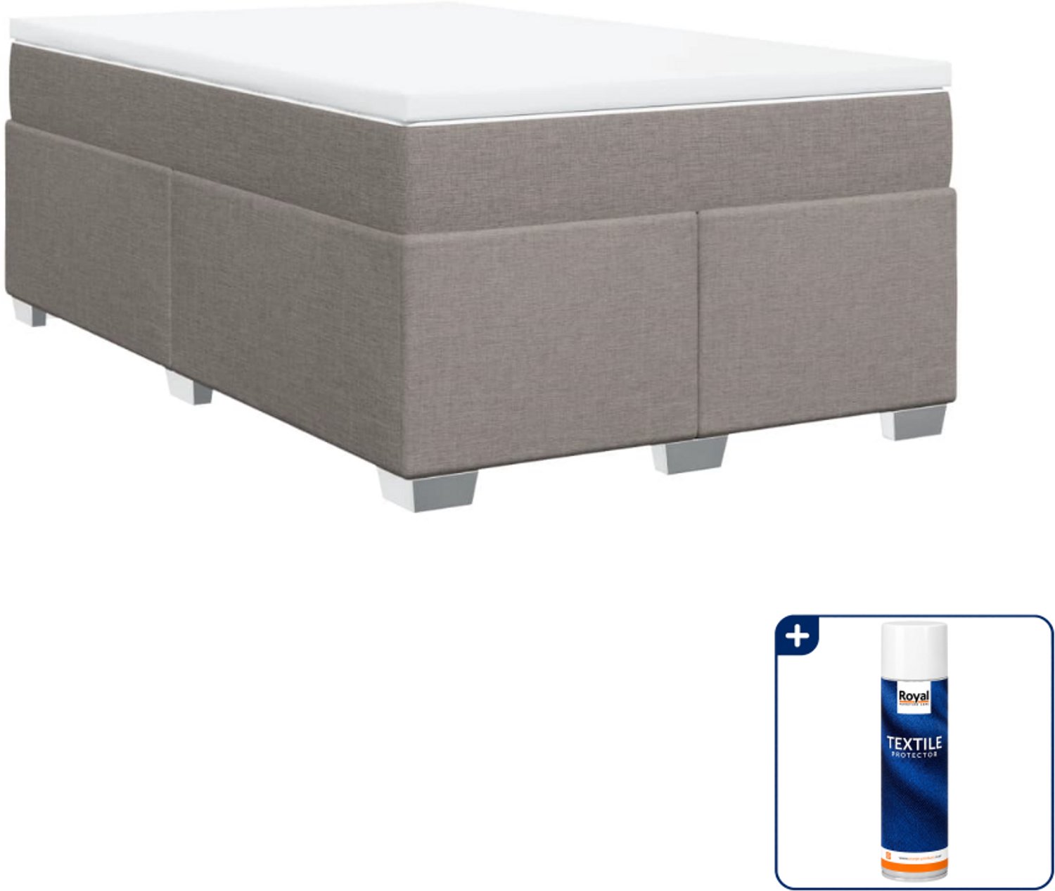 vidaXL boxspring met matras 120 x 190 cm - stof - taupe - Inclusief textielbeschermer 500 ml