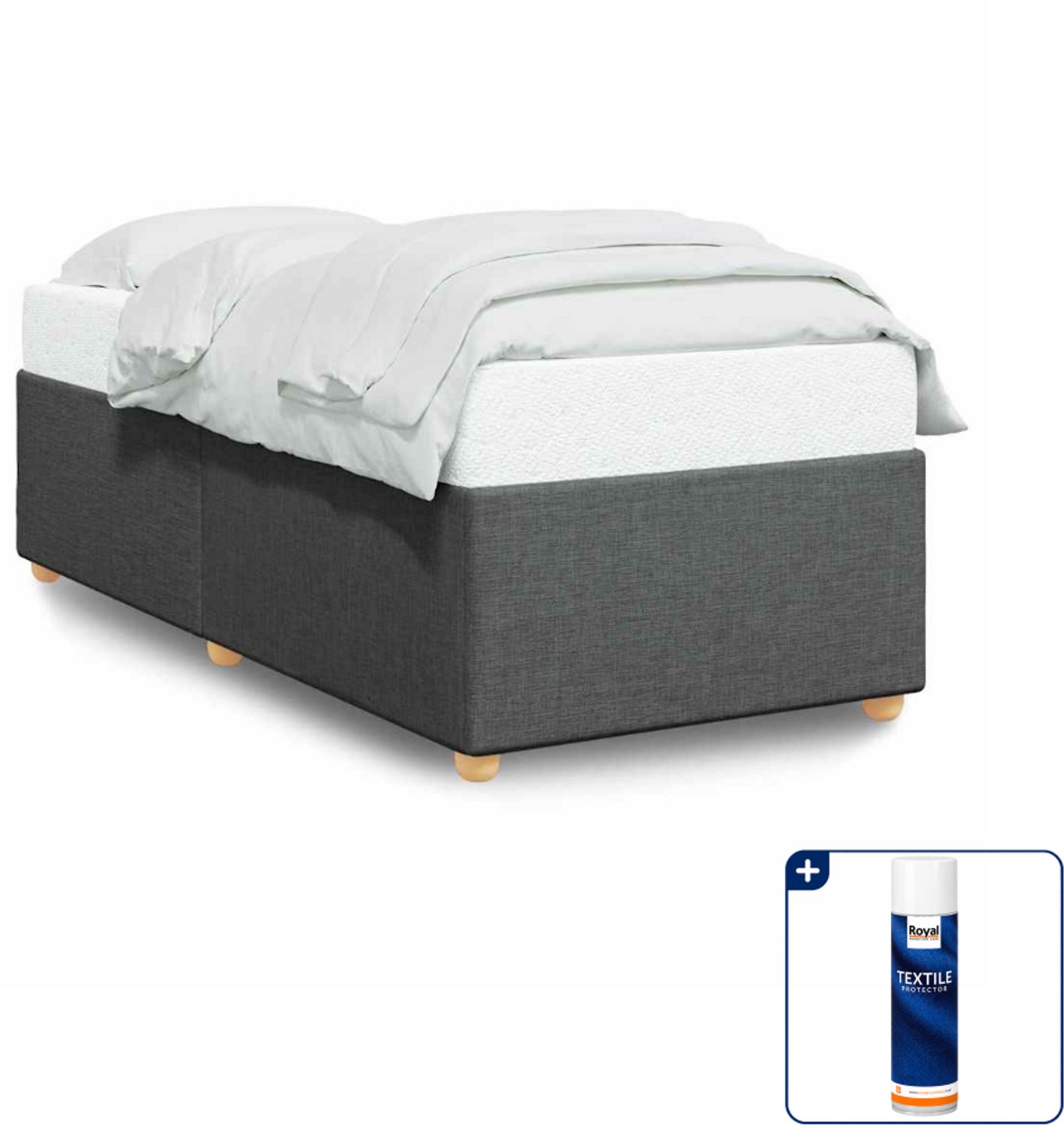 vidaXL bedframe - 90 x 190 cm - stof - donkergrijs - Inclusief textielbeschermer 500 ml Roze