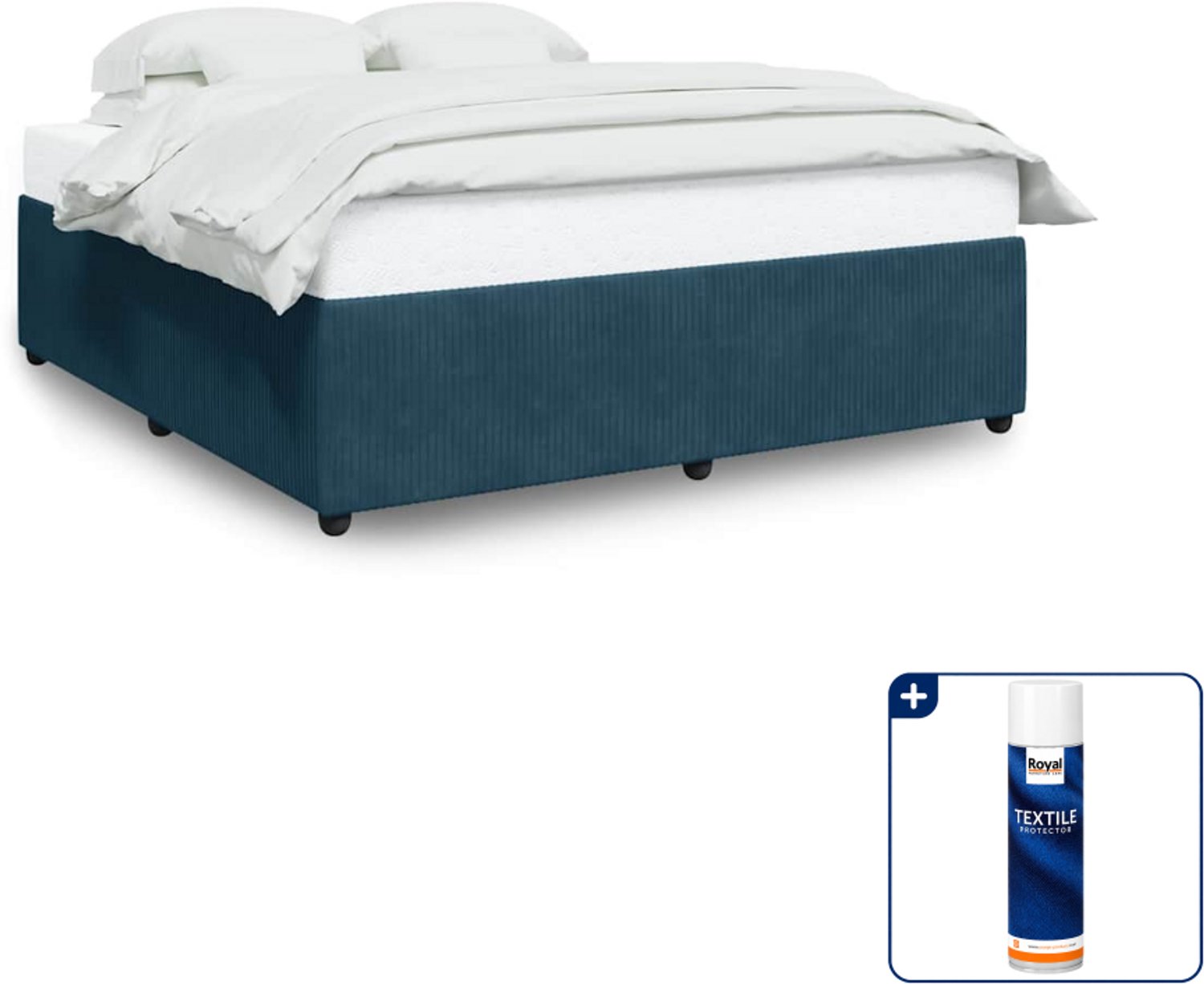 vidaXL Kingsize bedframe - 180 x 200 cm - fluweel - blauw - Inclusief textielbeschermer 500 ml
