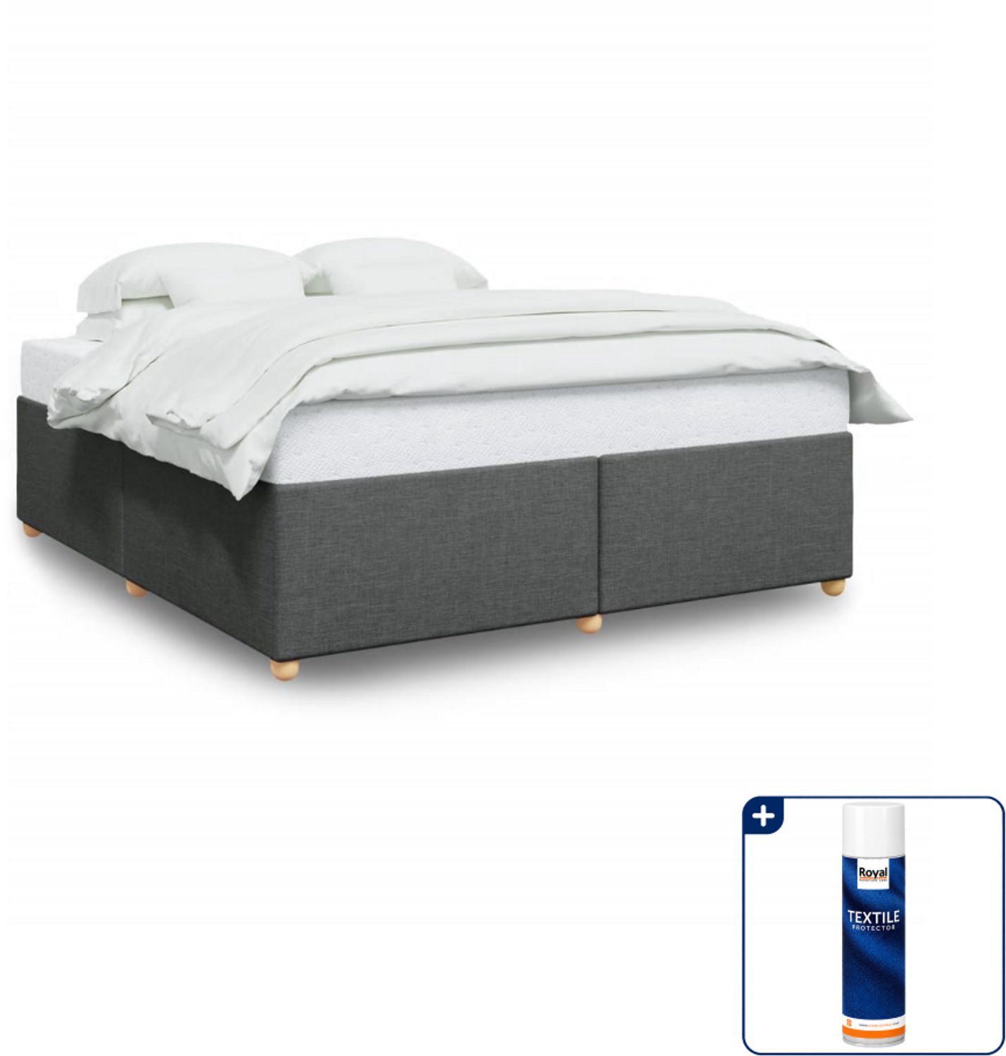 vidaXL bedframe - Kingsize - 180 x 200 cm - donkergrijs - Inclusief textielbeschermer 500 ml Blauw