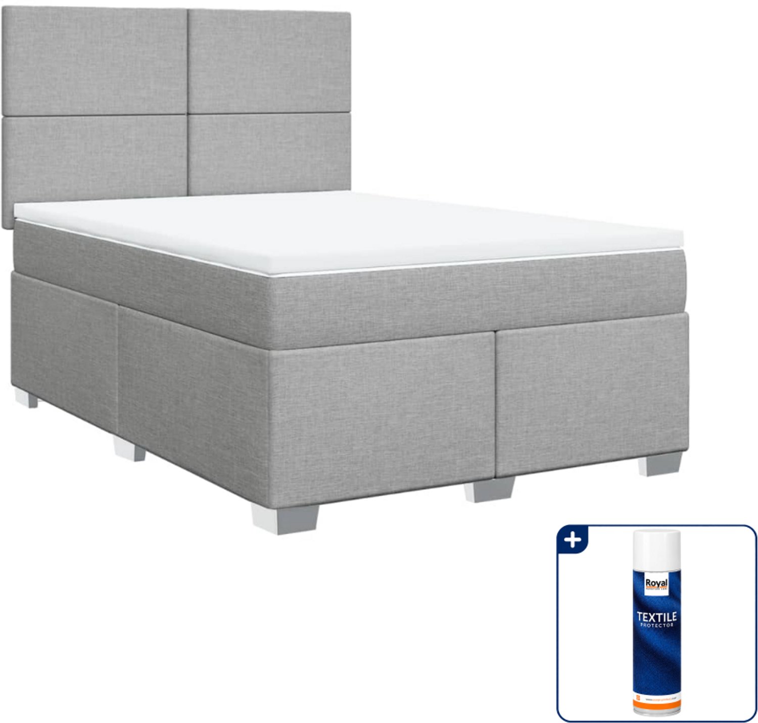 vidaXL Queensize boxspring met matras - 160 x 200 cm - lichtgrijs - Inclusief textielbeschermer 500 ml