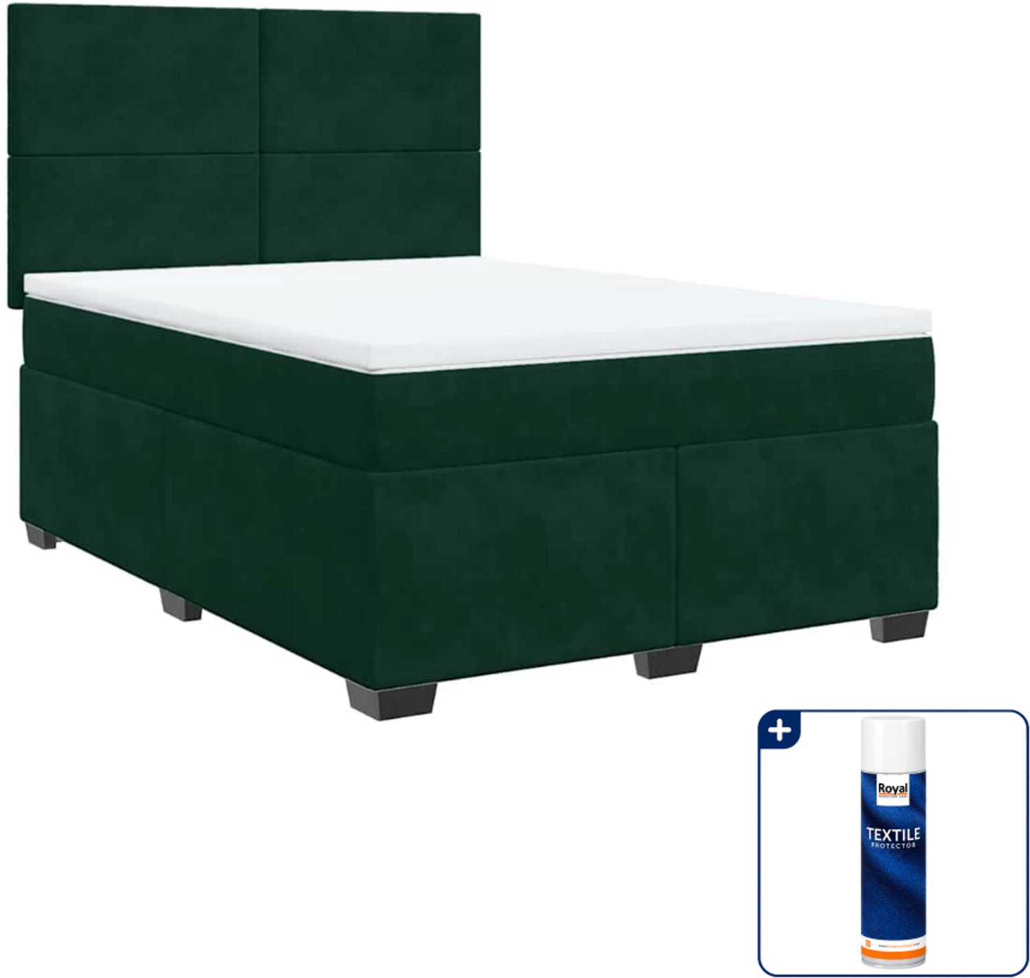 vidaXL Queensize boxspring met matras - 160 x 200 cm - donkergroen - Inclusief textielbeschermer 500 ml