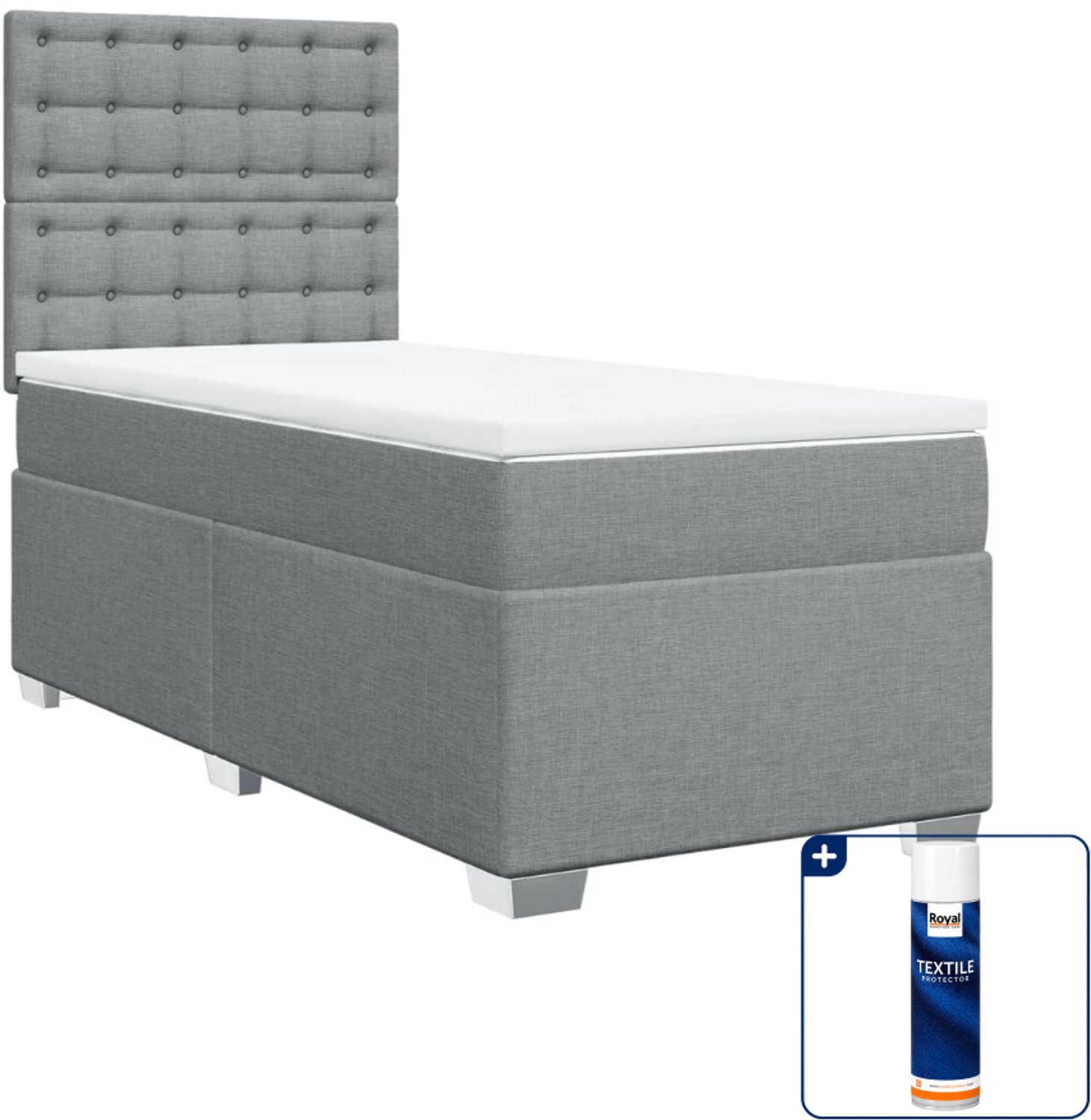 vidaXL boxspring 100 x 200 cm - stof - lichtgrijs - Inclusief textielbeschermer 500 ml