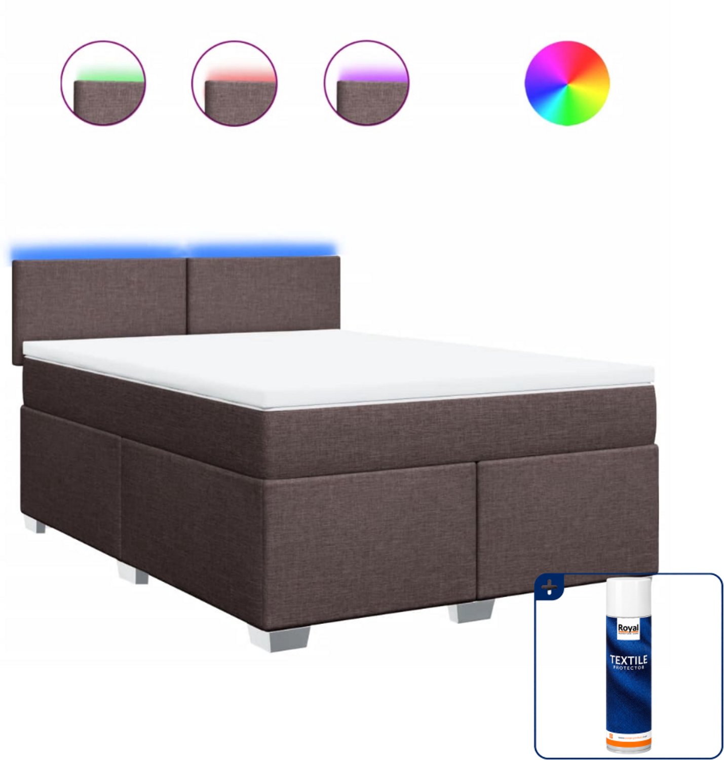vidaXL boxspring met matras - Queensize - donkerbruin - Inclusief textielbeschermer 500 ml