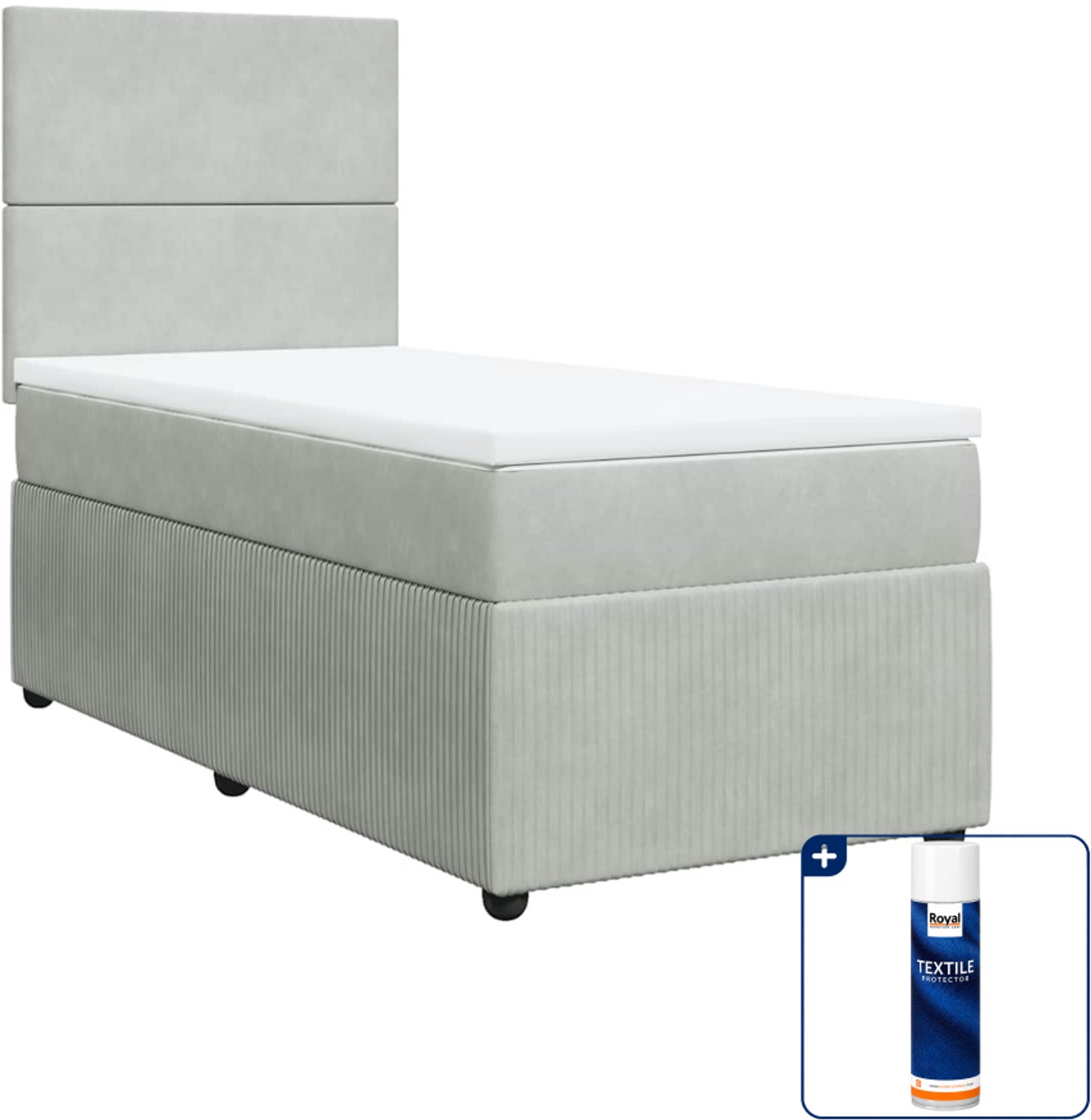 vidaXL boxspring - 80 x 200 cm - fluweel - lichtgrijs - Inclusief textielbeschermer 500 ml