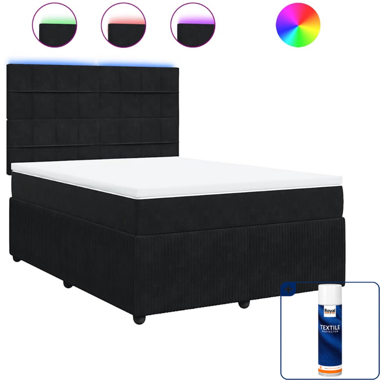vidaXL Queensize boxspring met matras - 160 x 200 cm - fluweel - zwart - Inclusief textielbeschermer 500 ml Bruin