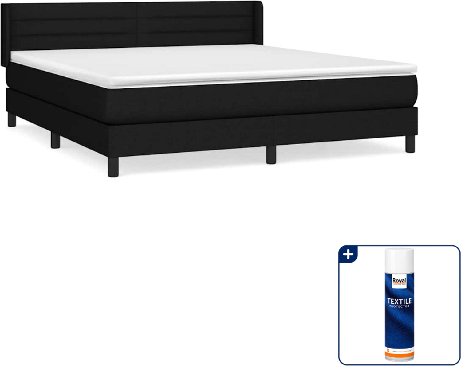 vidaXL boxspring Queensize - 160 x 200 cm - stof - zwart - Inclusief textielbeschermer 500 ml