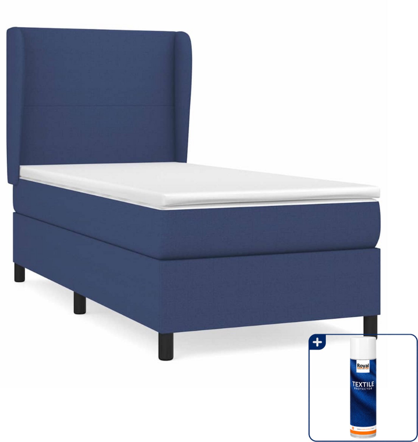 vidaXL boxspring met matras - 100 x 200 cm - stof - blauw - Inclusief textielbeschermer 500 ml
