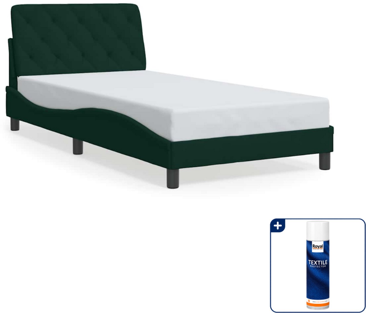 vidaXL bedframe - 100 x 200 cm - fluweel - donkergroen - Inclusief textielbeschermer 500 ml Blauw