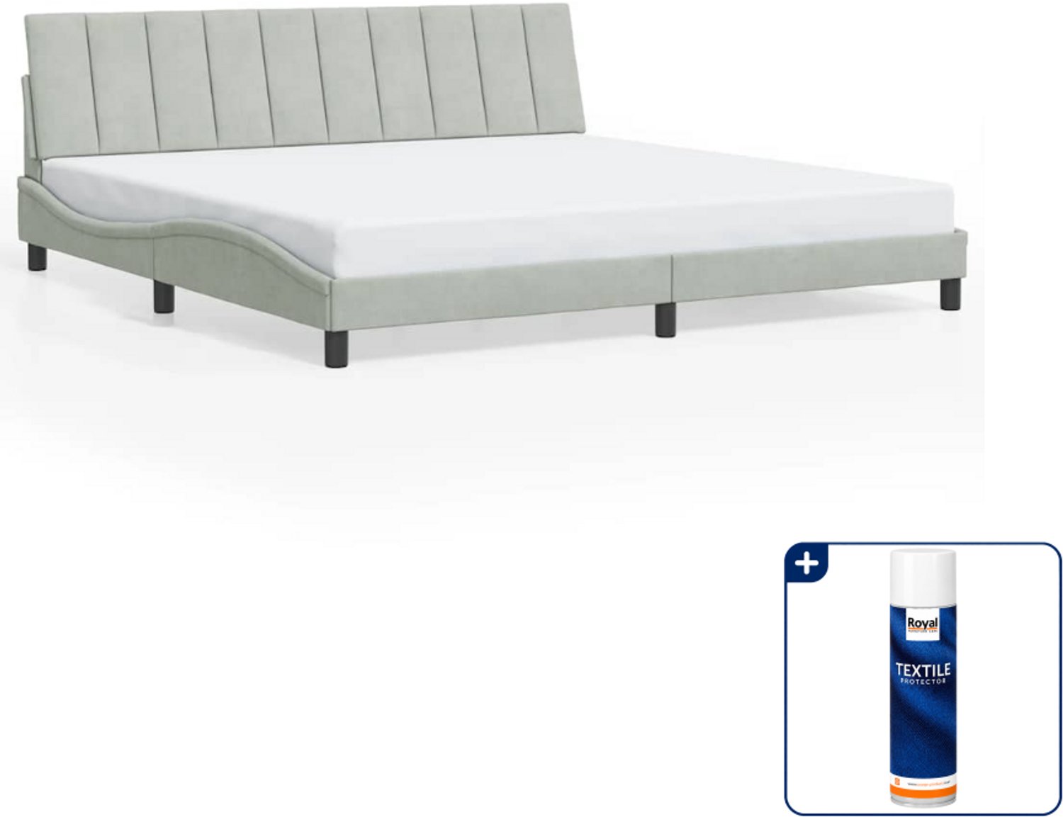 vidaXL Hanko bedframe - 200 x 200 cm - fluweel - lichtgrijs - Inclusief textielbeschermer 500 ml Taupe