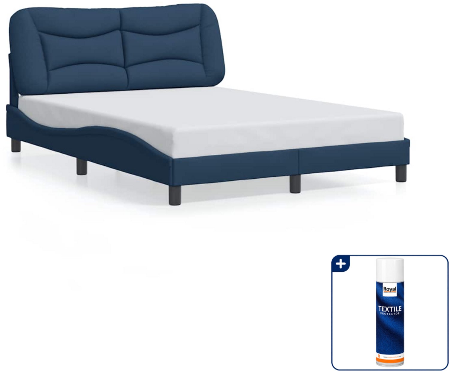 vidaXL Bedframe Hvar - 140 x 190 cm - blauw - Inclusief textielbeschermer 500 ml