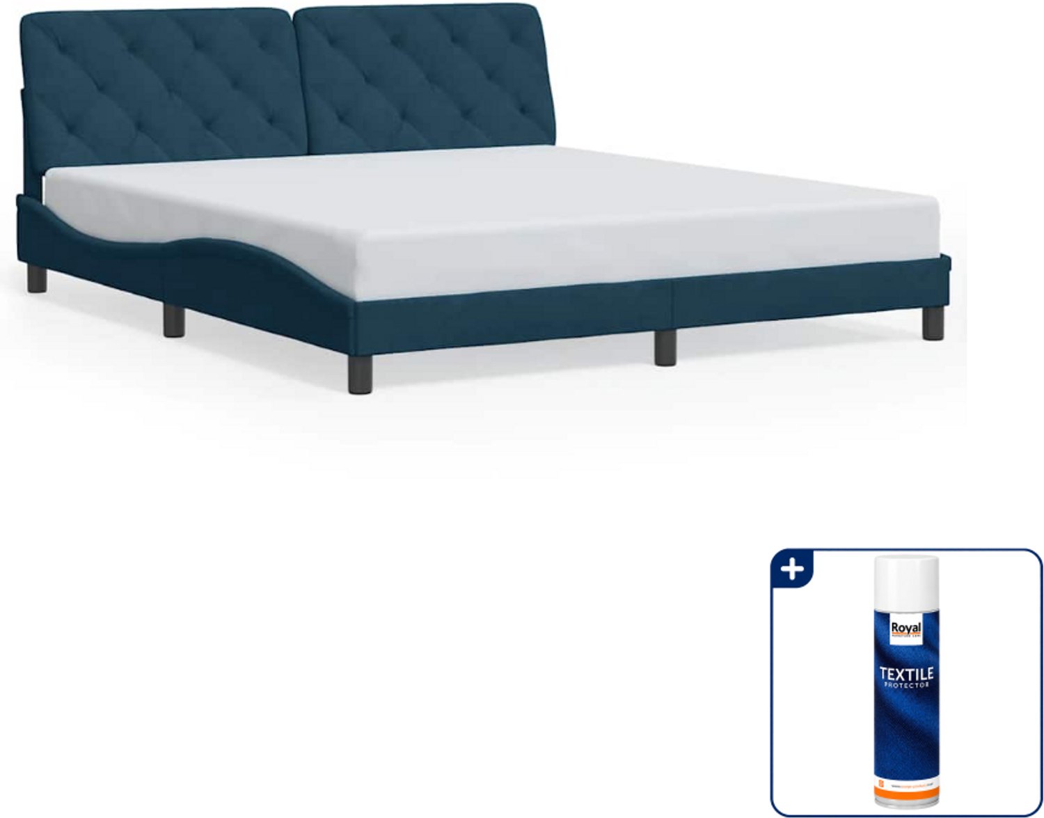 vidaXL Kingsize bedframe - 180 x 200 cm - blauw - Inclusief textielbeschermer 500 ml Taupe