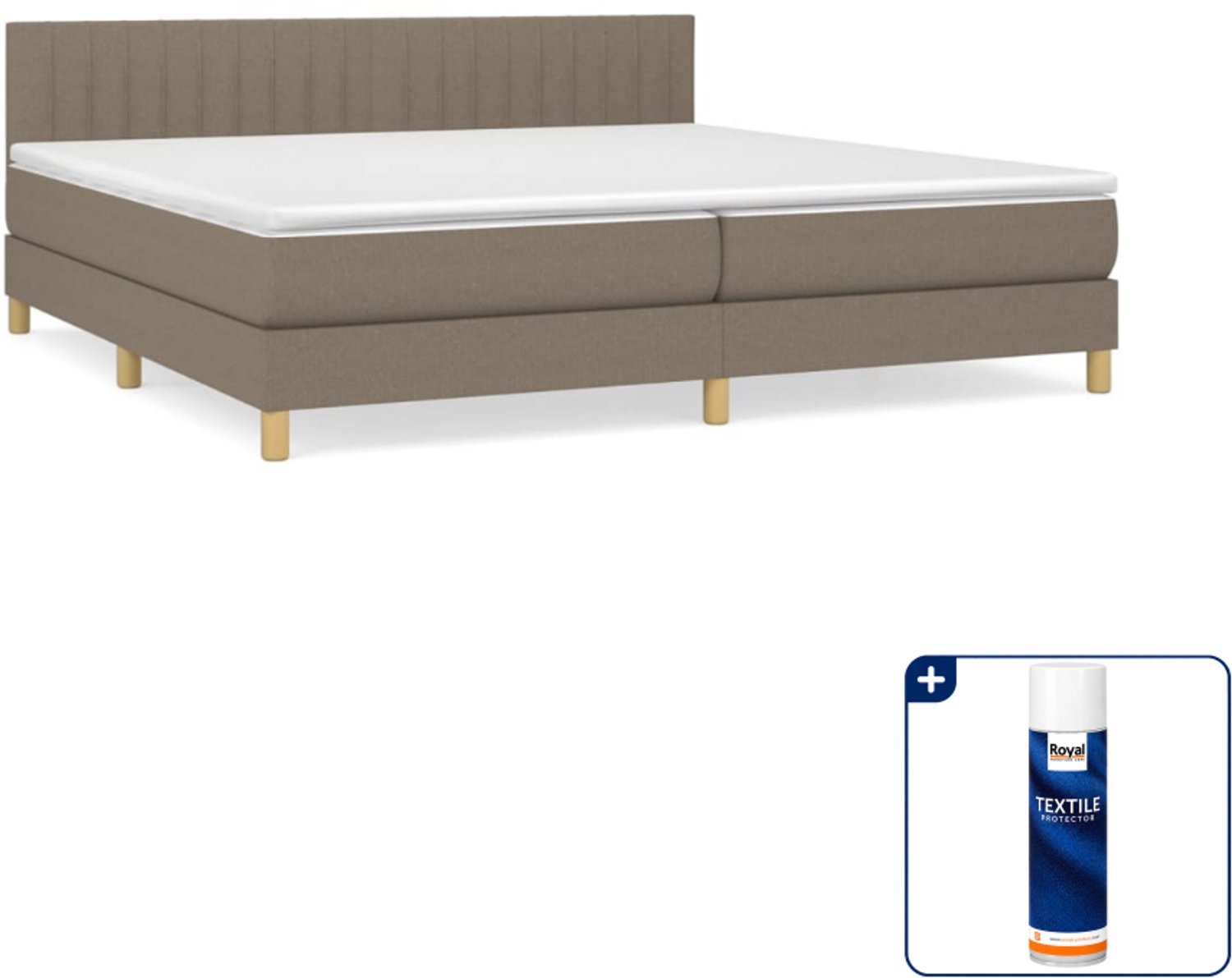 vidaXL Boxspring - Super kingsize - 200 x 200 cm - taupe - Inclusief textielbeschermer 500 ml