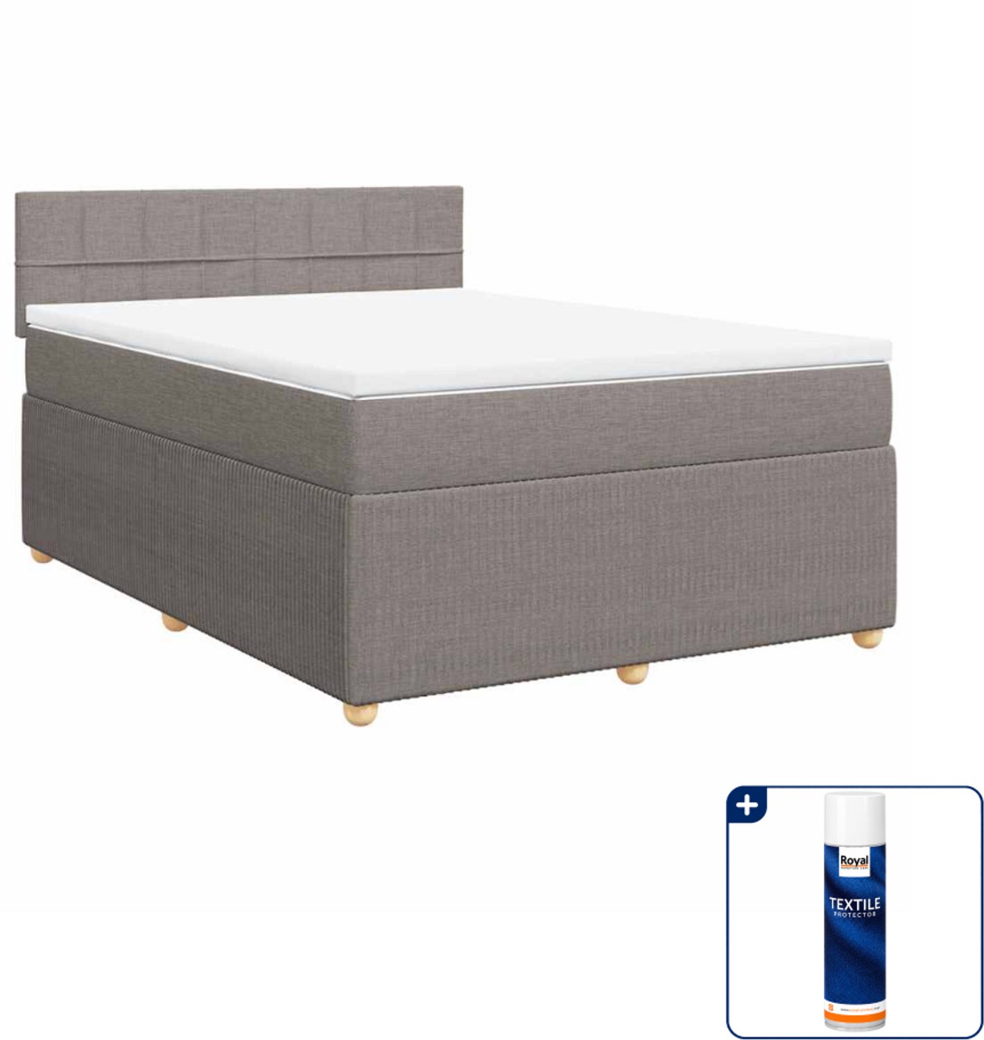 vidaXL boxspring met matras 140 x 190 cm - taupe - Inclusief textielbeschermer 500 ml
