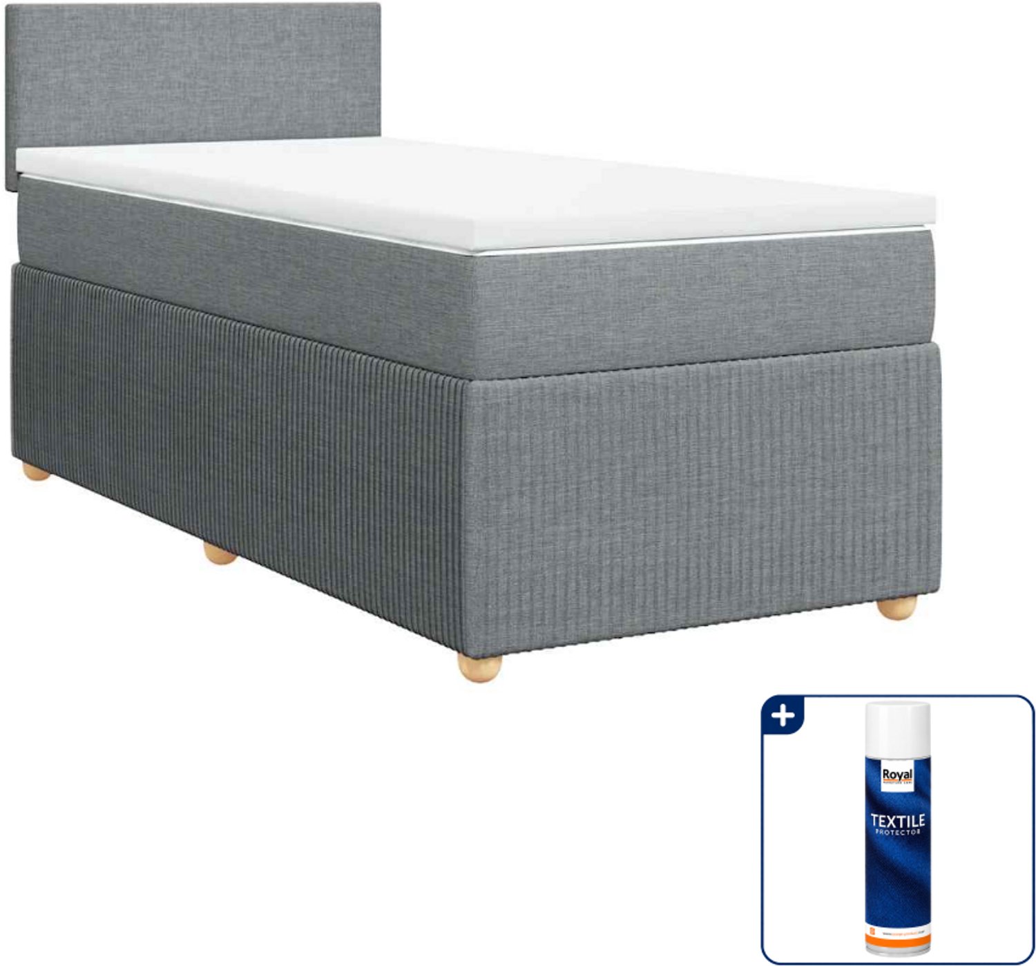 vidaXL boxspring met matras - 100 x 200 cm - stof - lichtgrijs - Inclusief textielbeschermer 500 ml