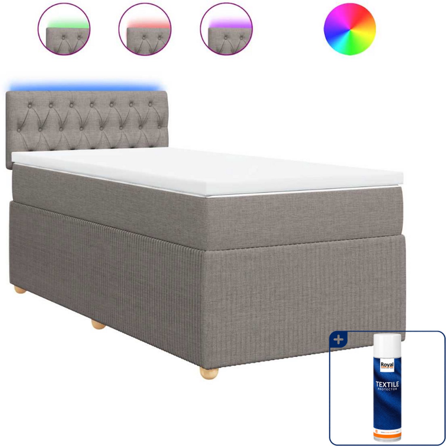 vidaXL boxspring met matras 90 x 200 cm - taupe - Inclusief textielbeschermer 500 ml
