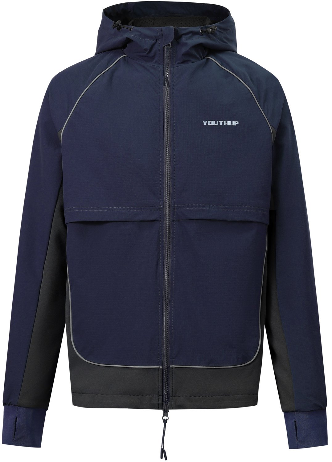 YOUTHUP Heren Outdoorjas met Capuchon Reflecterende Strepen Blauw