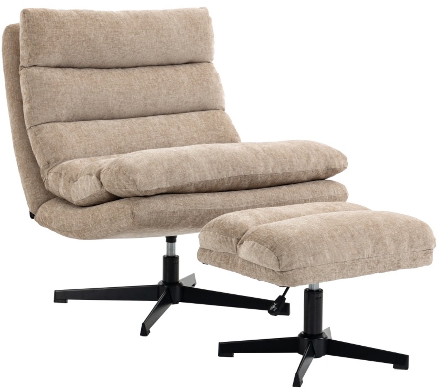 STILVORA Draaifauteuil met Voetenbank - Brede Zitting en 360 Graden Draaibaar - Voor Woonkamer en Slaapkamer - Chenille - Bruin