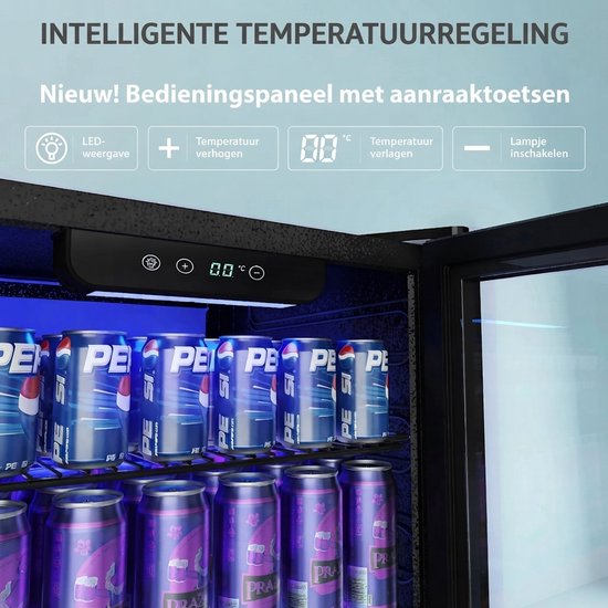 Archi Drankenkoelkast 90 Liter – Koeling - Glazen Deur – Tot 126 Blikjes – Digitale Temperatuurregeling – LED Verlichting – Zwart van Archi — afbeelding 3
