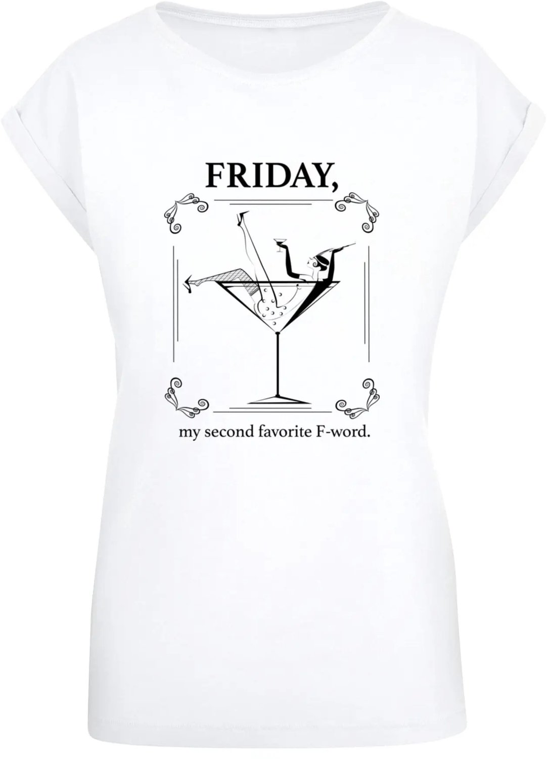 T-shirt dames Mister Tee F-Word Extended Shoulder Wit