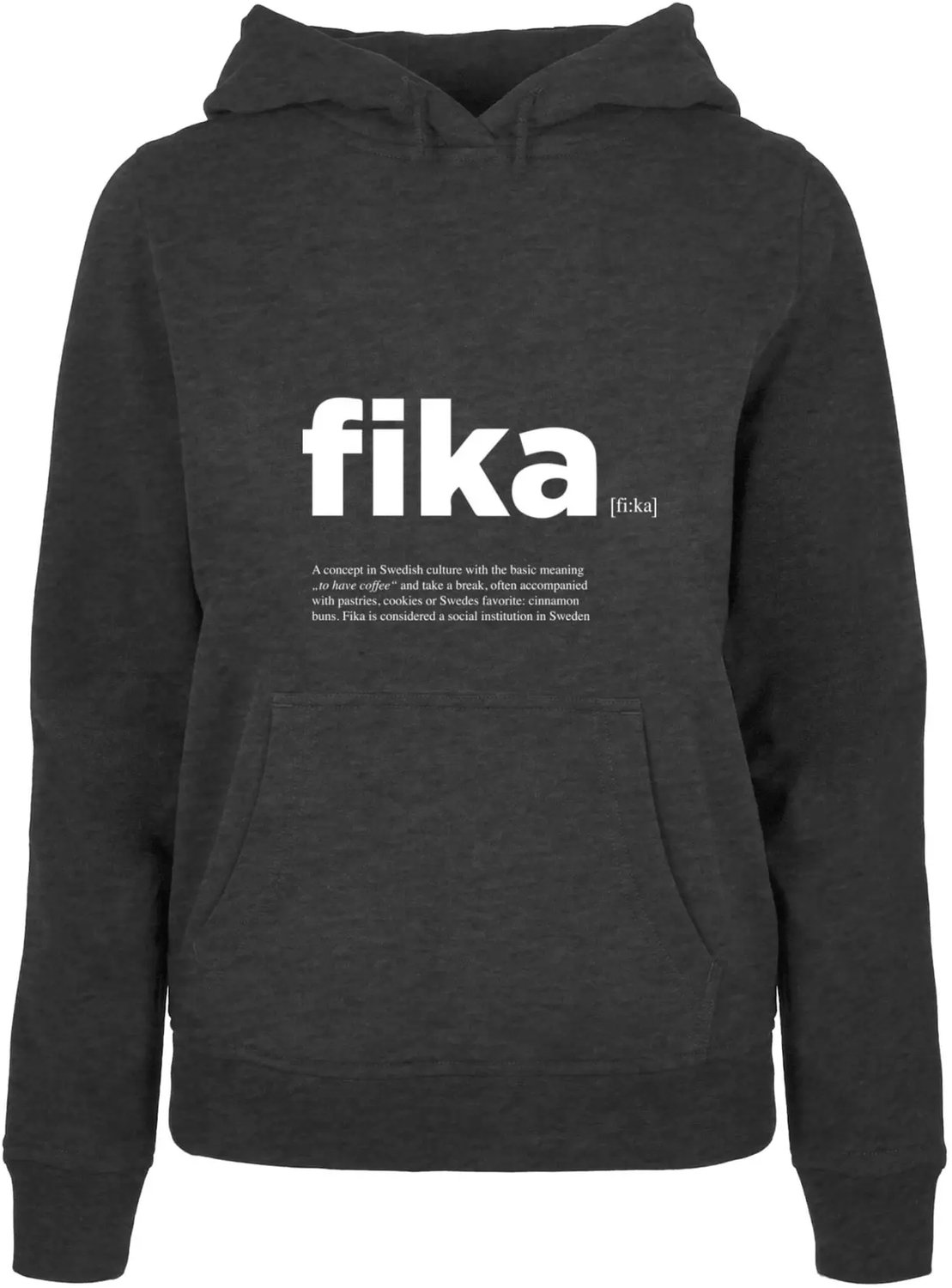 Dames Hoodie Mister Tee Fika Definition Houtskool