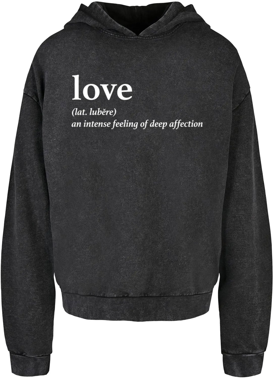 Hoodie Mister Tee Love Definition Acid Washed Zwart
