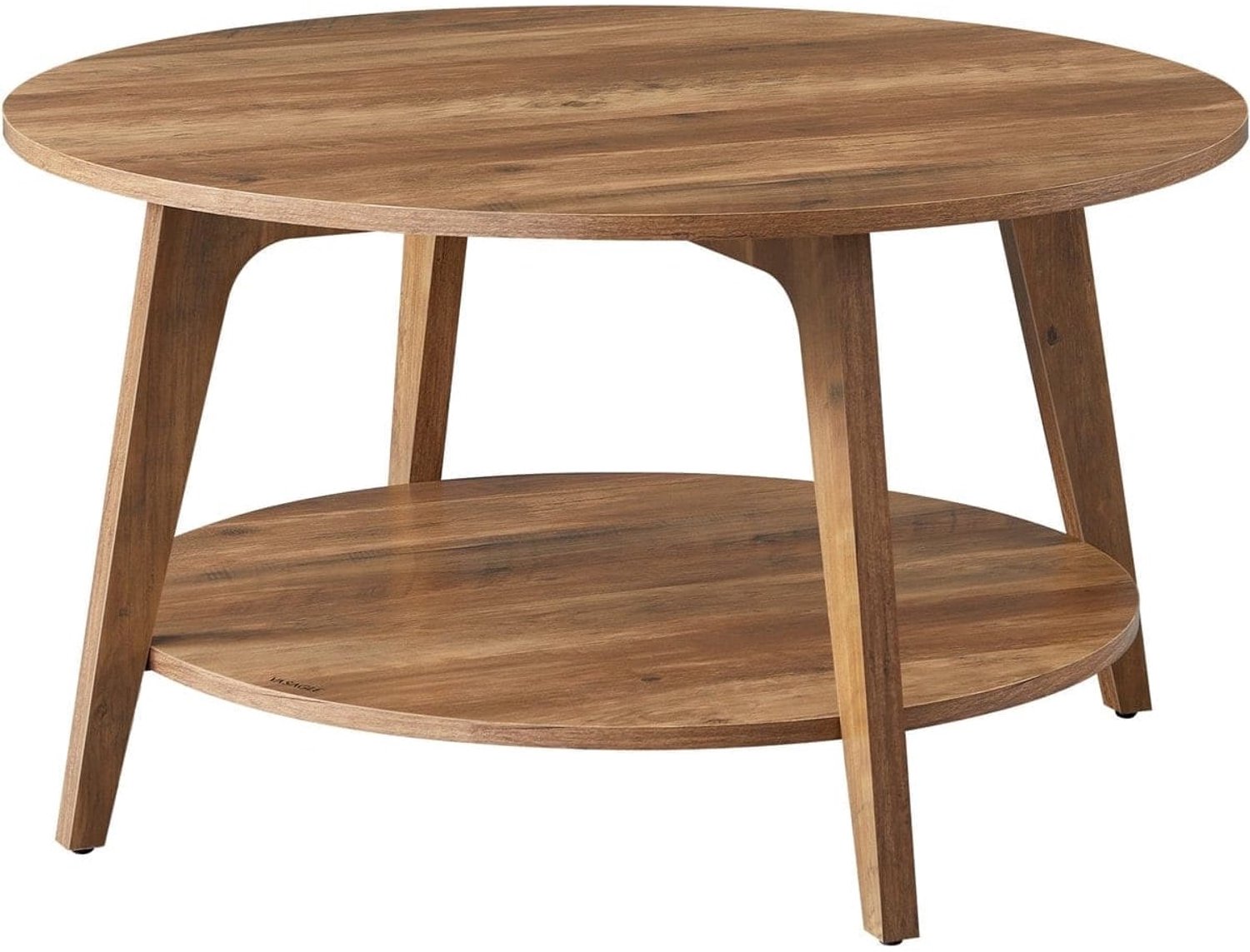Klarven Salontafel Honingbruin - Salontafel Rond - Salontafel met Opbergruimte - Salontafel - 2 Niveaus - Eenvoudig te Monteren