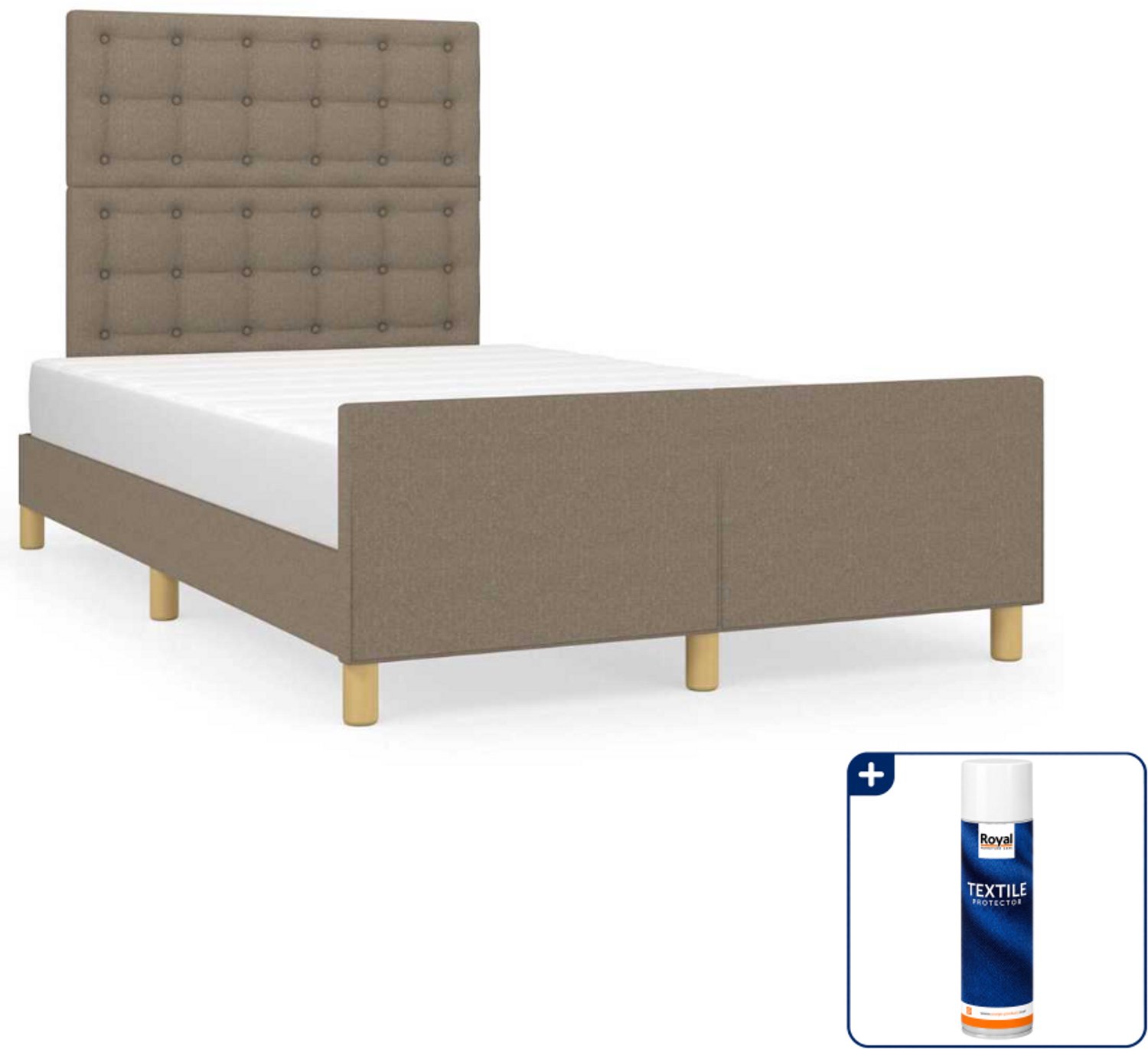 vidaXL Bedframe - 120 x 200 cm - stof - taupe - Inclusief textielbeschermer 500 ml