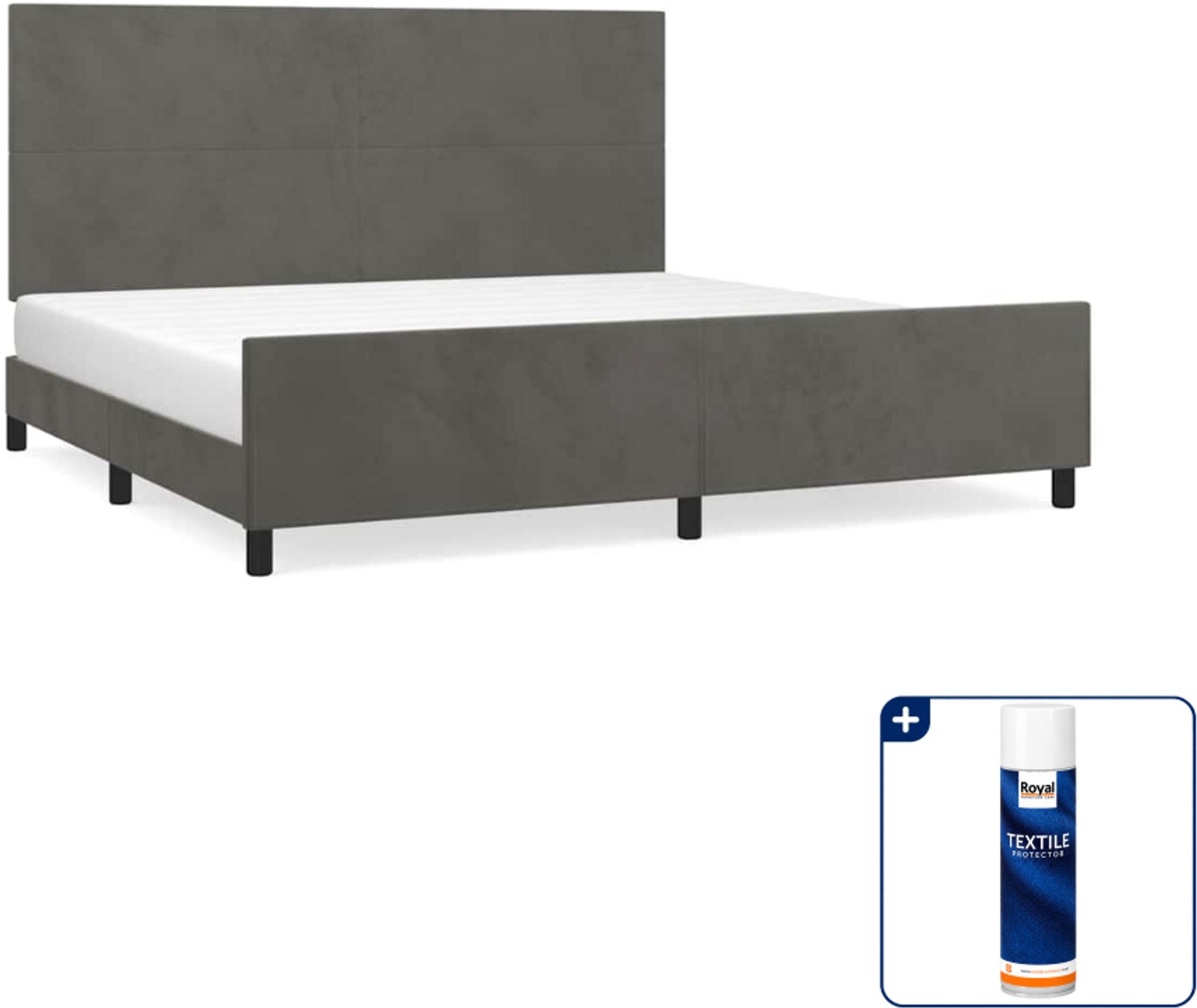 vidaXL Bedframe - 200 x 200 cm - fluweel - donkergrijs - Inclusief textielbeschermer 500 ml