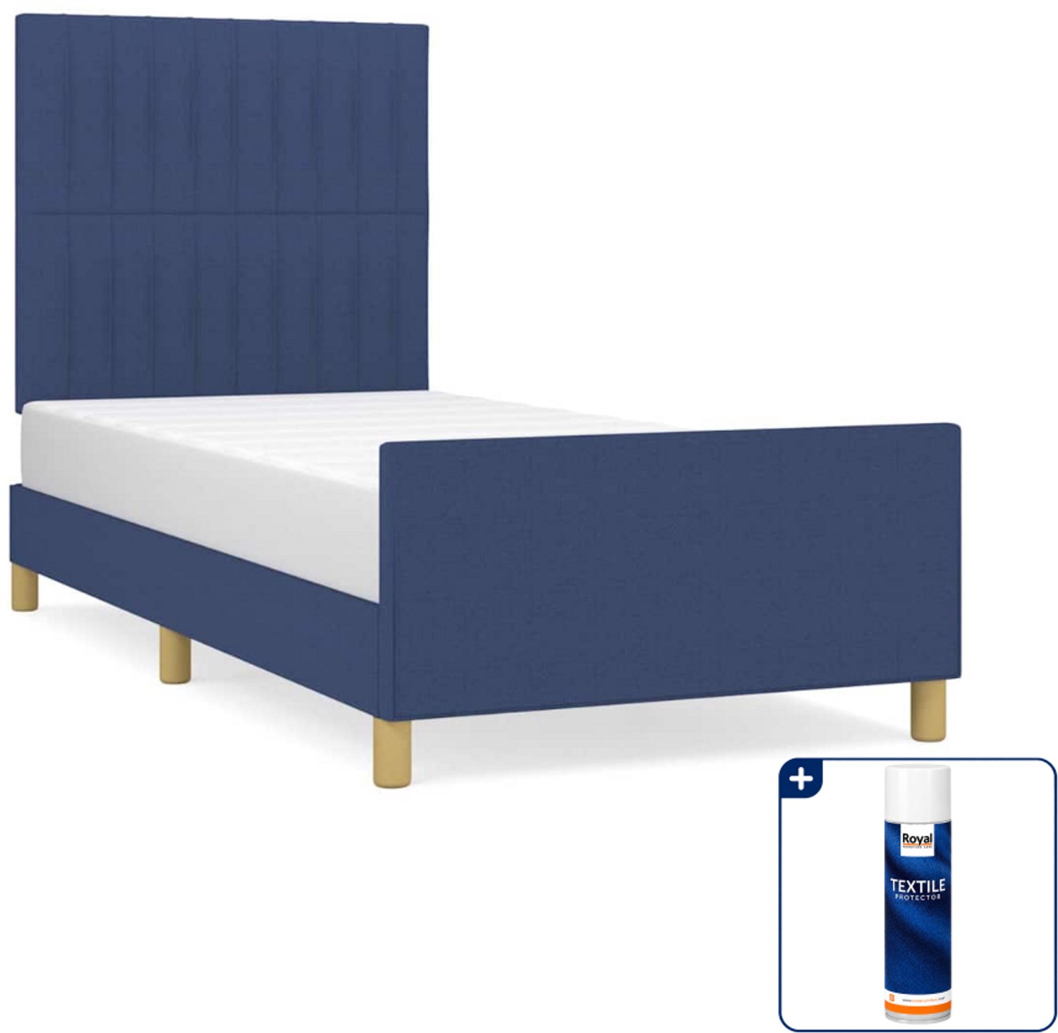 vidaXL bedframe 90 x 190 cm - stof - blauw - Inclusief textielbeschermer 500 ml
