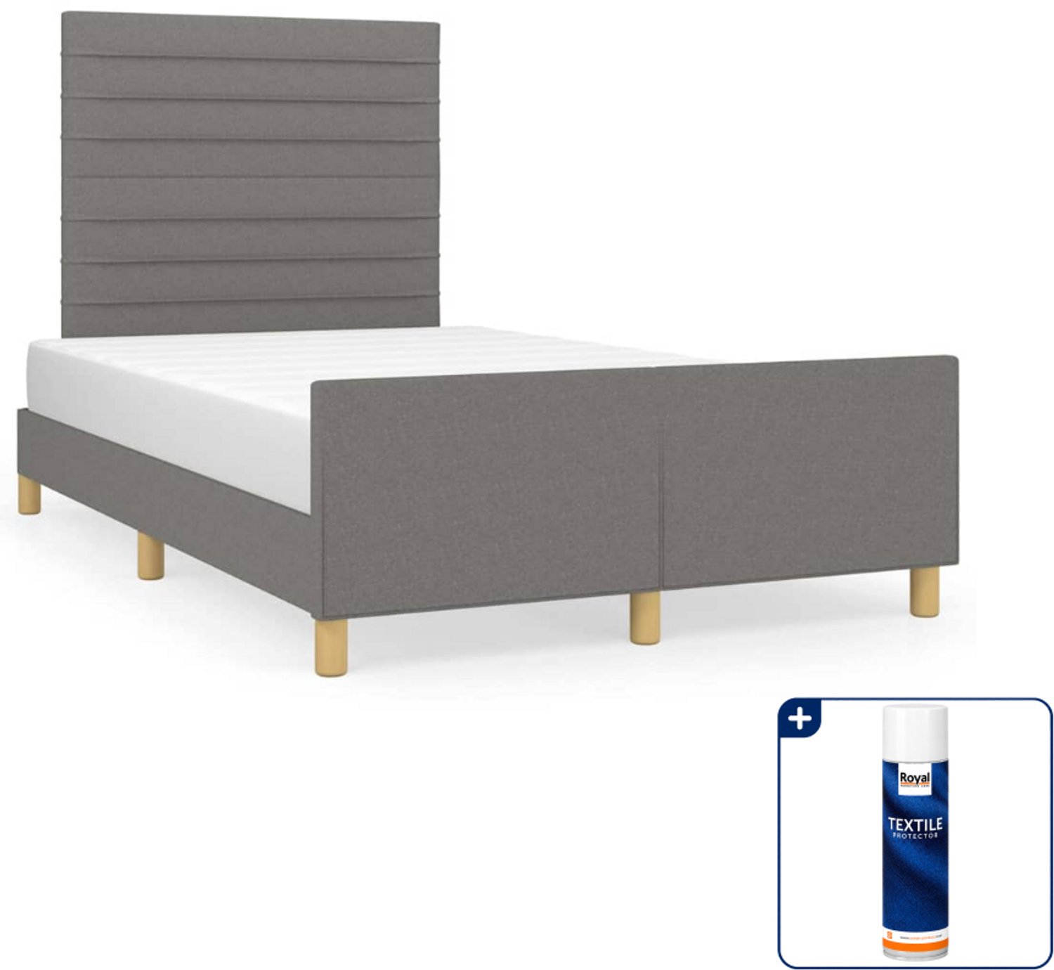 vidaXL bedframe - 120 x 200 cm - stof - donkergrijs - Inclusief textielbeschermer 500 ml