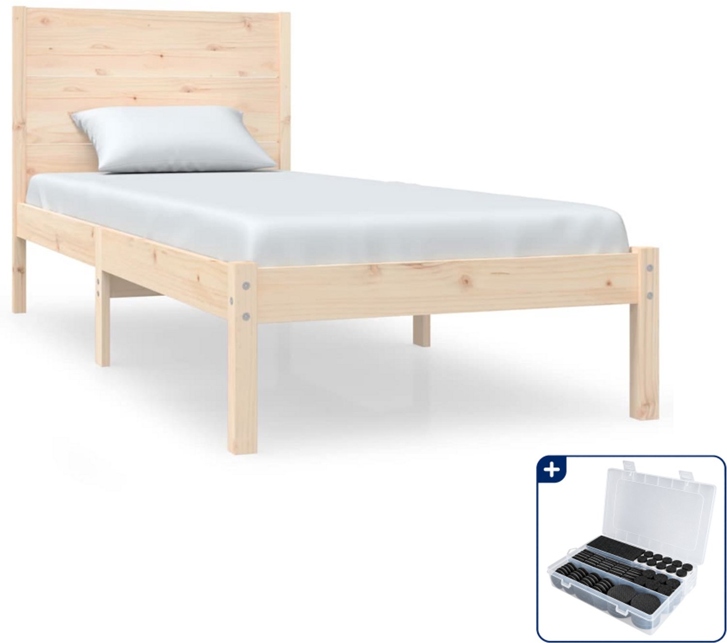 vidaXL bedframe - 90 x 200 cm - massief grenenhout - Inclusief antikrasvilt 177-delig Blauw