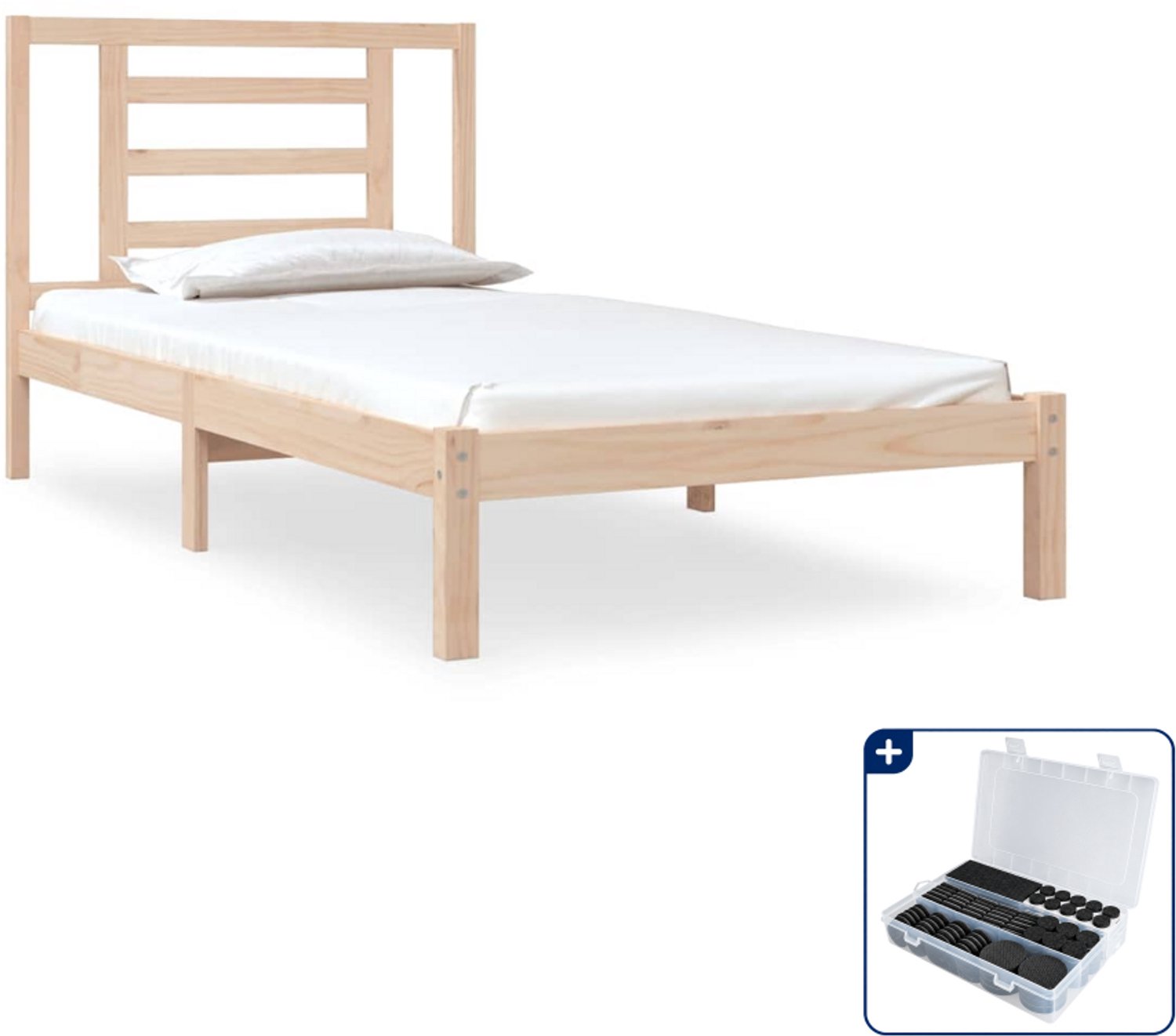 vidaXL bedframe - 90 x 190 cm - massief grenenhout - Inclusief antikrasvilt 177-delig Crème