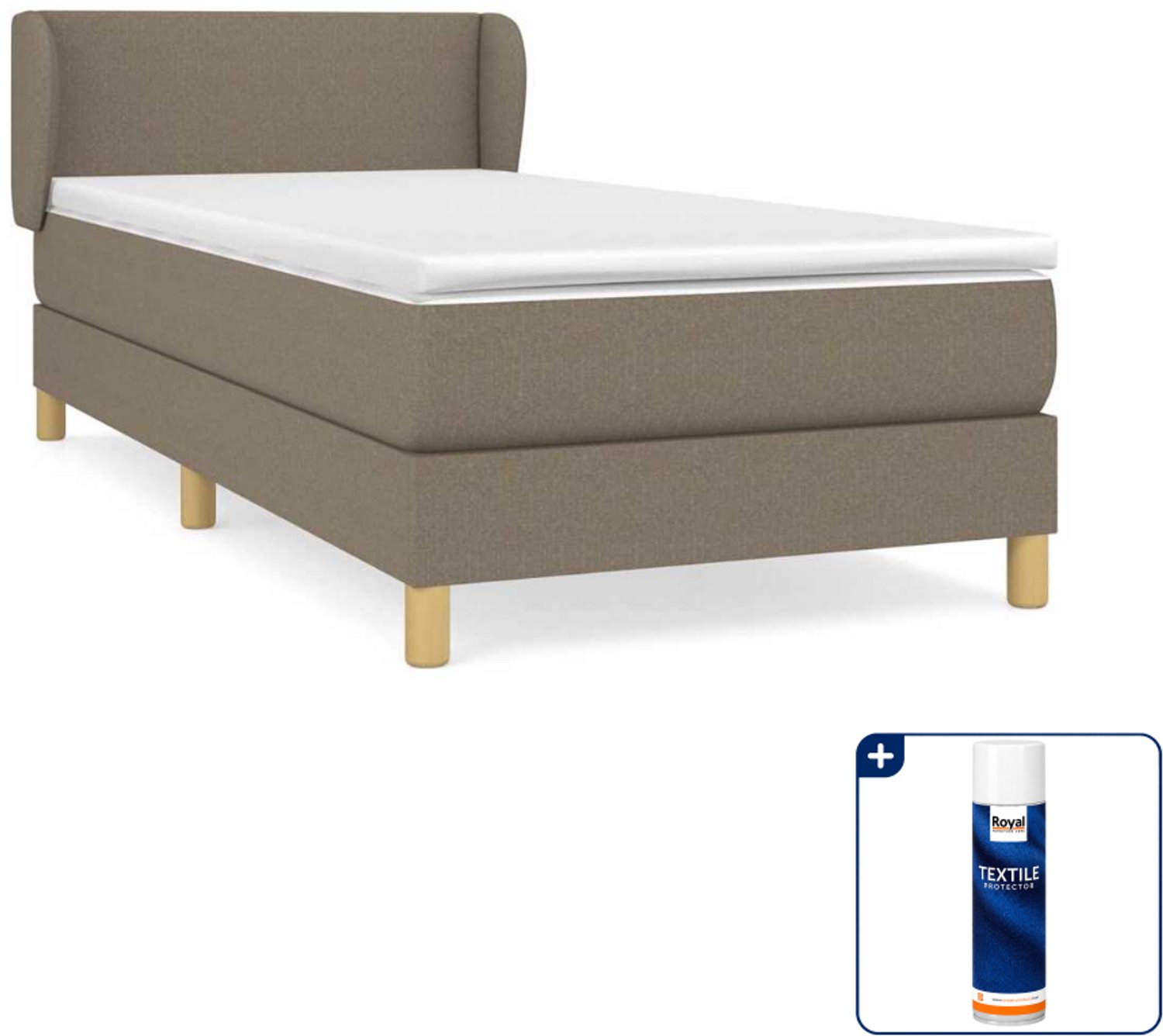 vidaXL boxspring 80 x 200 cm - stof - taupe - Inclusief textielbeschermer 500 ml