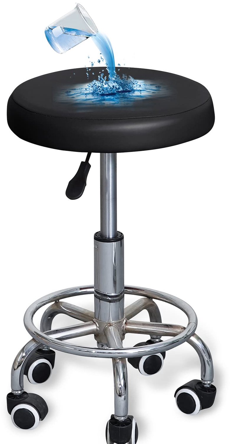Famanu Ronde krukhoezen set van 2 stuks, waterdichte hoes voor barkrukken en bureaustoelen, PU-zitkussen, ideaal voor eetkamerstoelen en ronde krukken wit