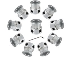 GT2 Tandriemschijf 20 Tanden - Boring 8 mm - 10 Stuks