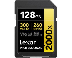Lexar SD Pro Gold Series UHS-II 2000x 128GB - Lezen 300MB/s, Schrijven 260MB/s - V90