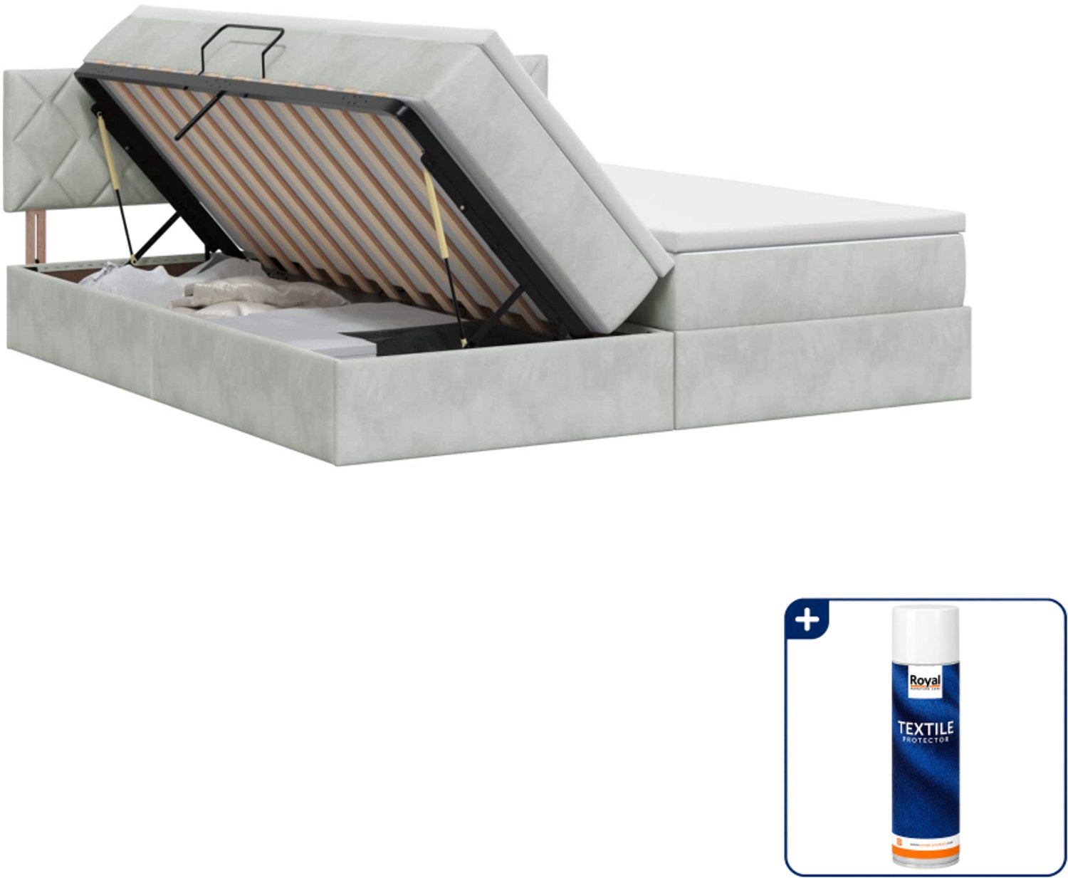vidaXL opbergbed 2 st - 180 x 200 cm - lichtgrijs - Inclusief textielbeschermer 500 ml