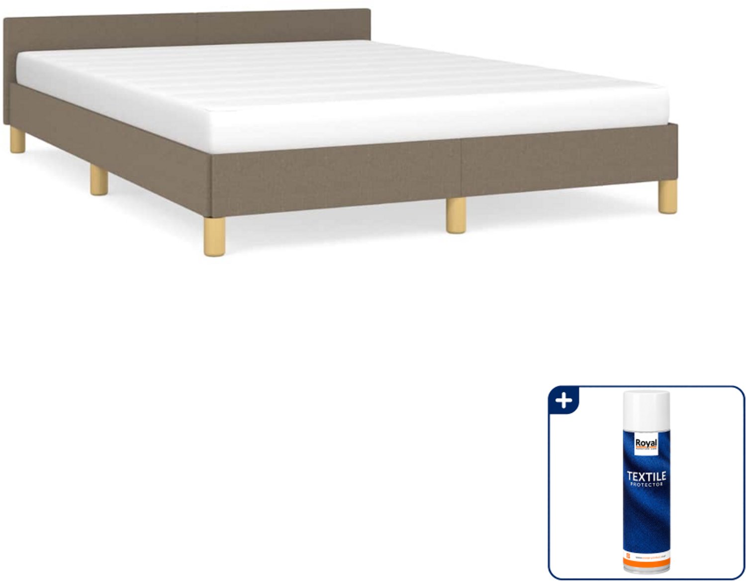 vidaXL bedframe - 140 x 190 cm - stof - taupe - Inclusief textielbeschermer 500 ml