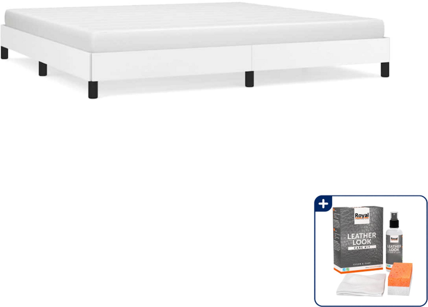 vidaXL bedframe - 200 x 200 cm - kunstleer - wit - Inclusief onderhoudsset voor kunstleer 150 ml